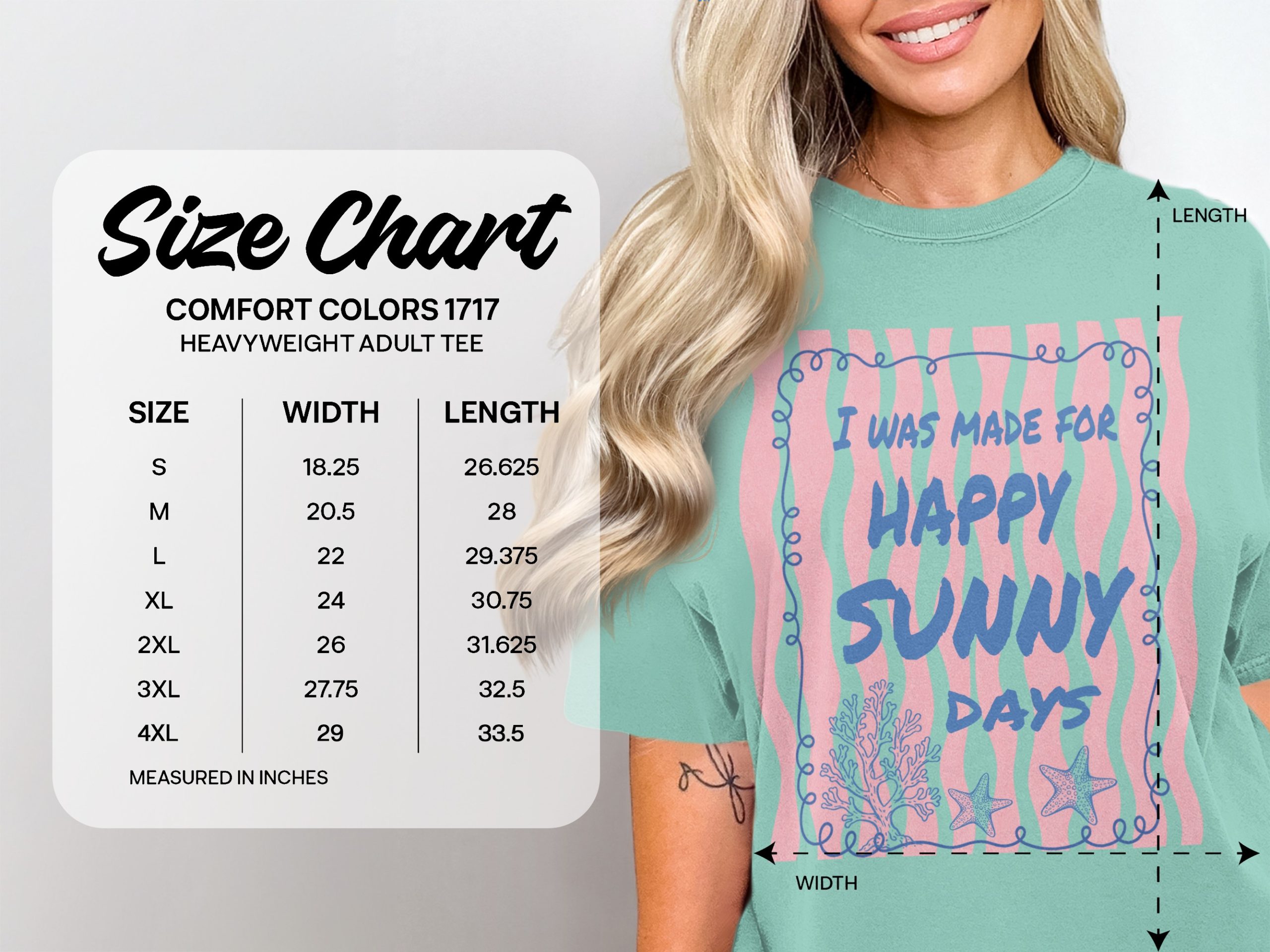 Happy Sunny Days Beachy T-Shirt, Coastal Summer Vacation Tee, Starfish Coral Ocean Lover Graphic Shirt, Women's Fun Gift - Image 4