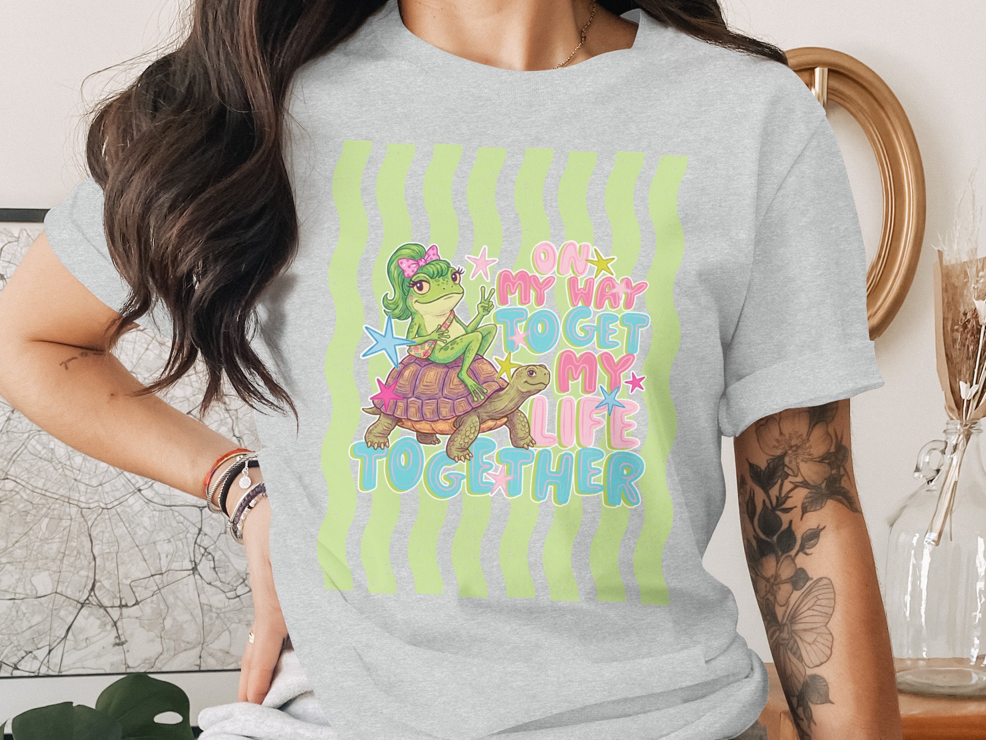 On My Way To Get My Life Together T-Shirt, Comfort Colors® Funny Frog & Turtle Tee, Relatable Humor Shirt, Gen Z Gift for Friend - Image 2