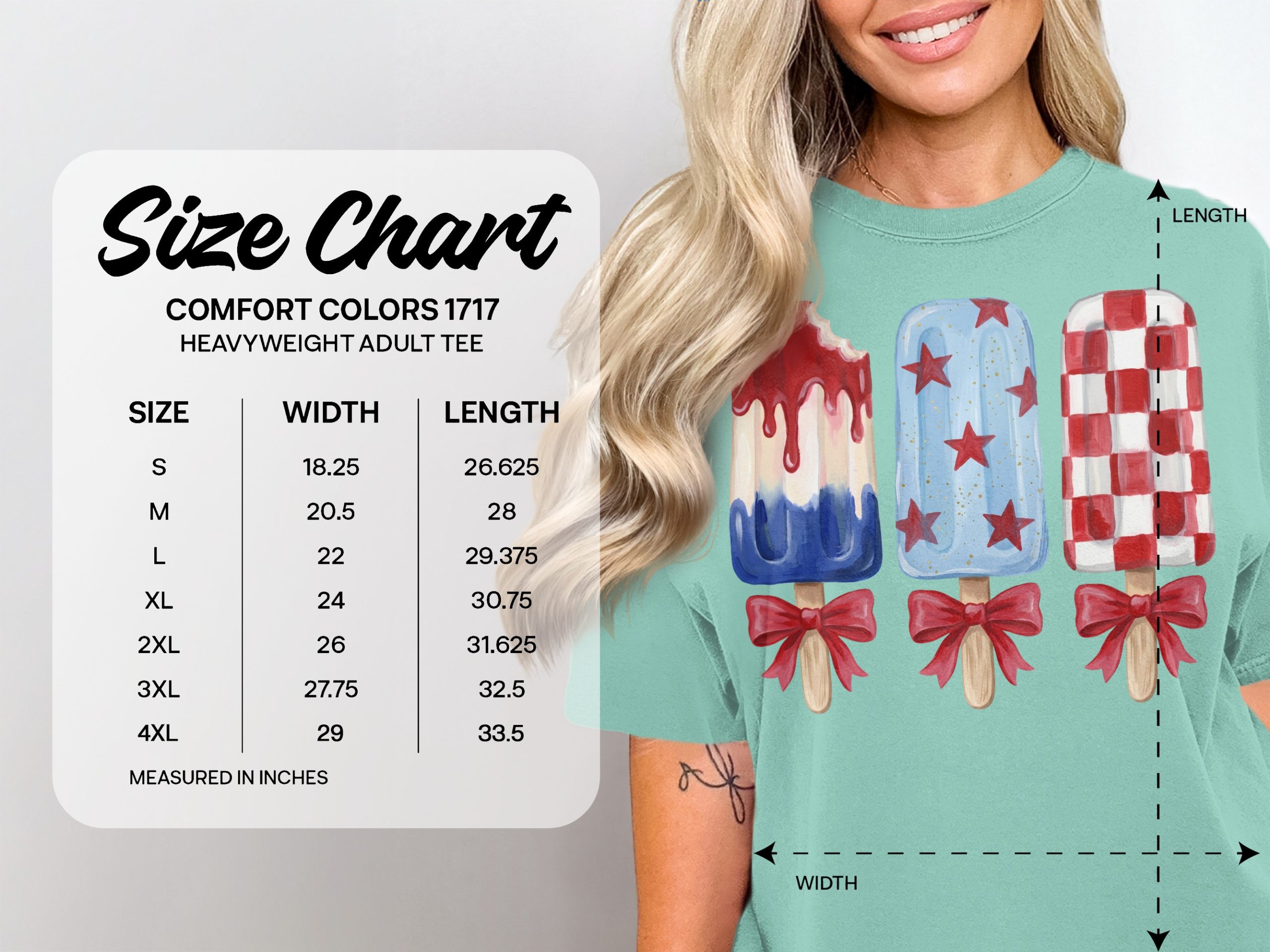Patriotic Popsicle Comfort Colors ® T-Shirt, Fourth of July Ice Pop Tee, Summer USA Dessert Shirt, Red White Blue Americana Holiday Graphic - Image 4