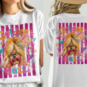 Golden Butt! T-Shirt, Funny Golden Retriever Comfort Colors 1717® Tee, Dog Mom Gift Front Back Design, Retro Dog Lover Shirt