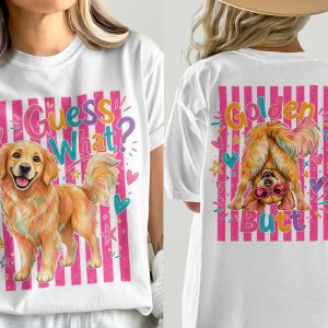 Golden Retriever T-Shirt, Dog Mom Gift, Funny Golden Butt Tee, Comfort Colors 1717®, Vibrant Front Back Dog Lover Shirt, Retro Aesthetic