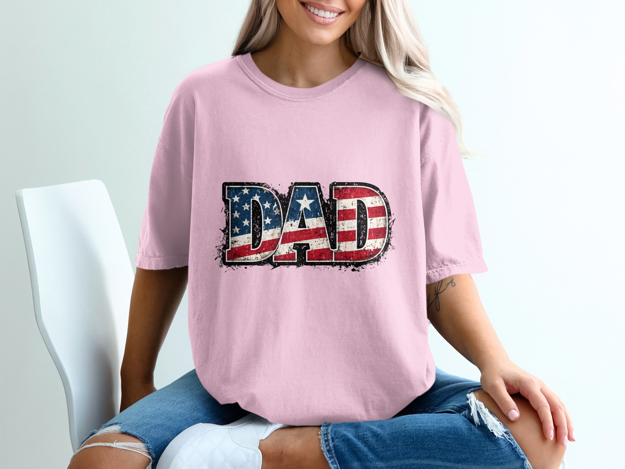 Comfort Colors® Dad T-Shirt, Patriotic American Flag Dad Shirt, Father's Day Gift, Distressed Flag Tee, Fourth of July, Gift for Papa - Image 17
