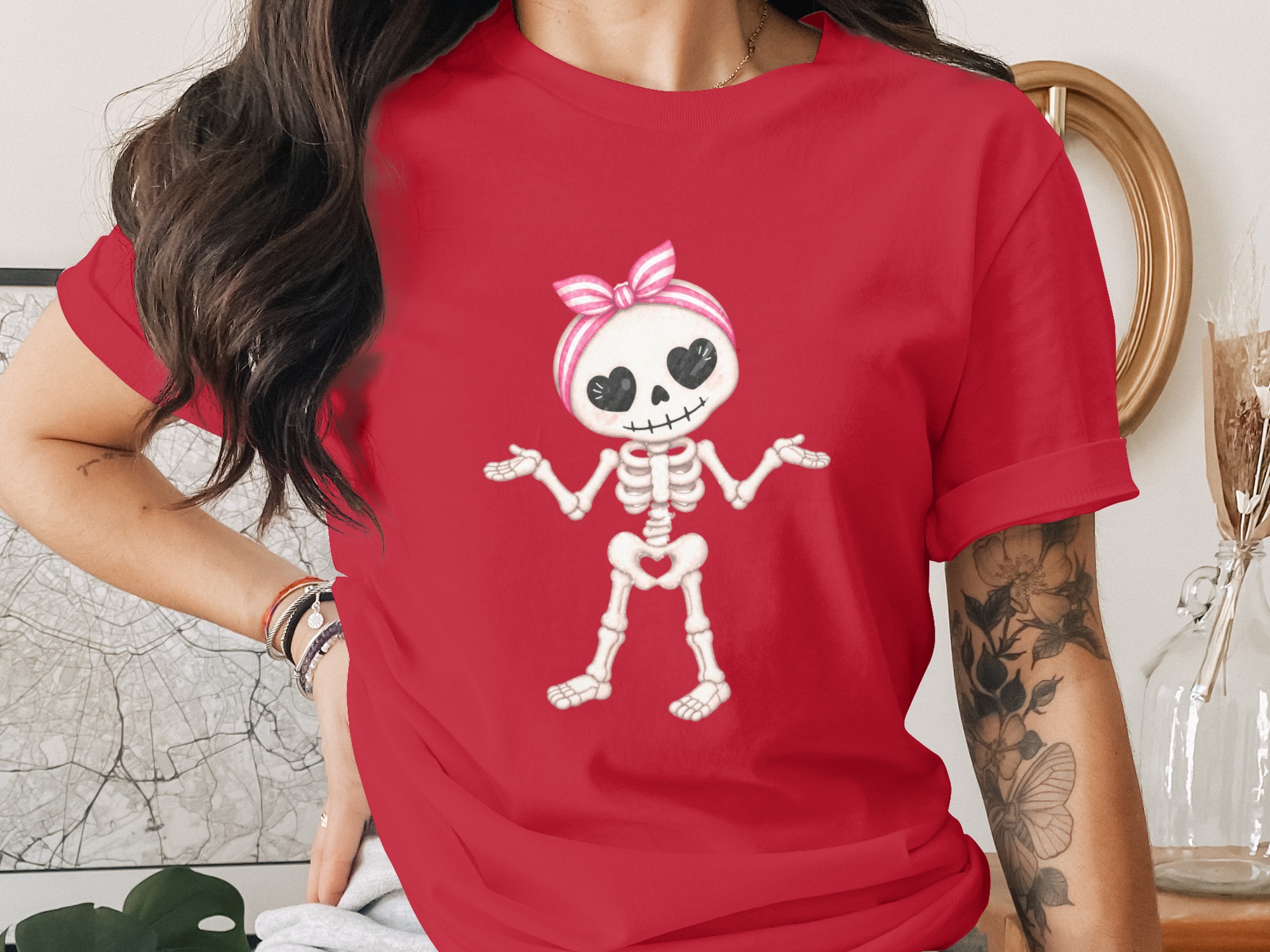 Cute Heart Eyes Skeleton T-Shirt - Image 2