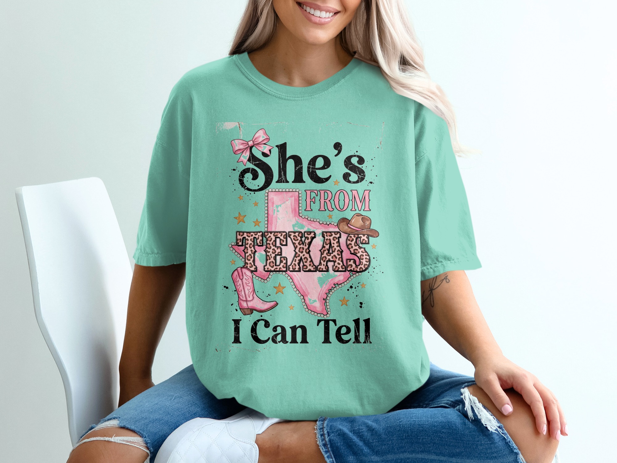 She's From Texas I Can Tell T-Shirt | Pink Leopard Print Texas Tee | Southern Cowgirl Shirt | Texas Pride Gift for Her | Western Style Texas - Image 10