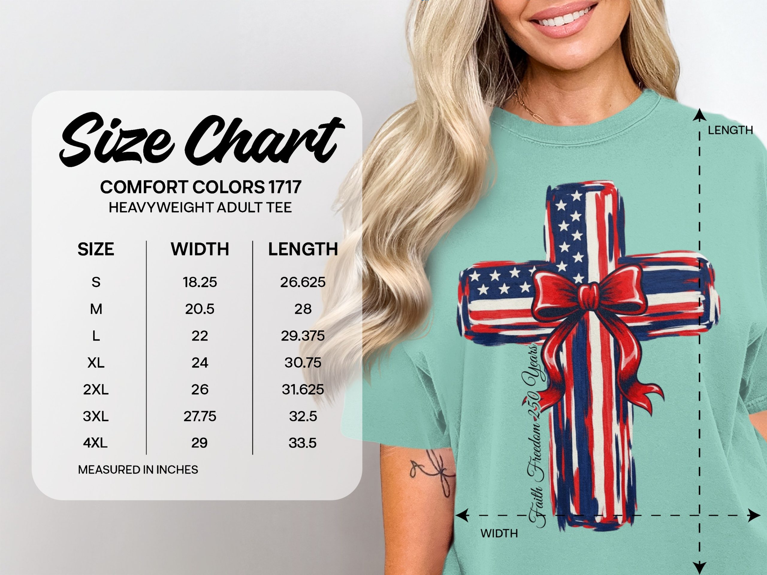 Faith Freedom 250 Years Patriotic Cross T-Shirt | American Flag Christian Tee | Independence Day USA Gift - Image 4