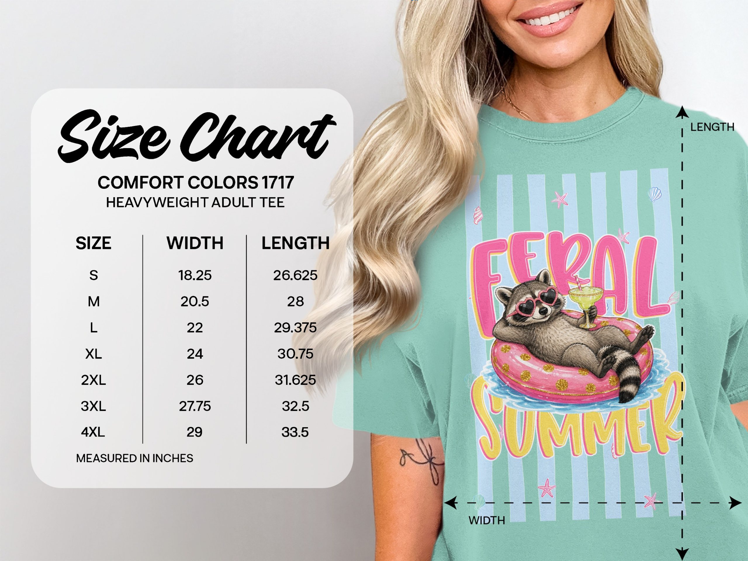 Comfort Colors® Feral Summer Raccoon T-Shirt, Funny Vacation Raccoon Tee, Animal Lover Gift, Quirky Summer Vibes Shirt, Beach Trip Top - Image 5
