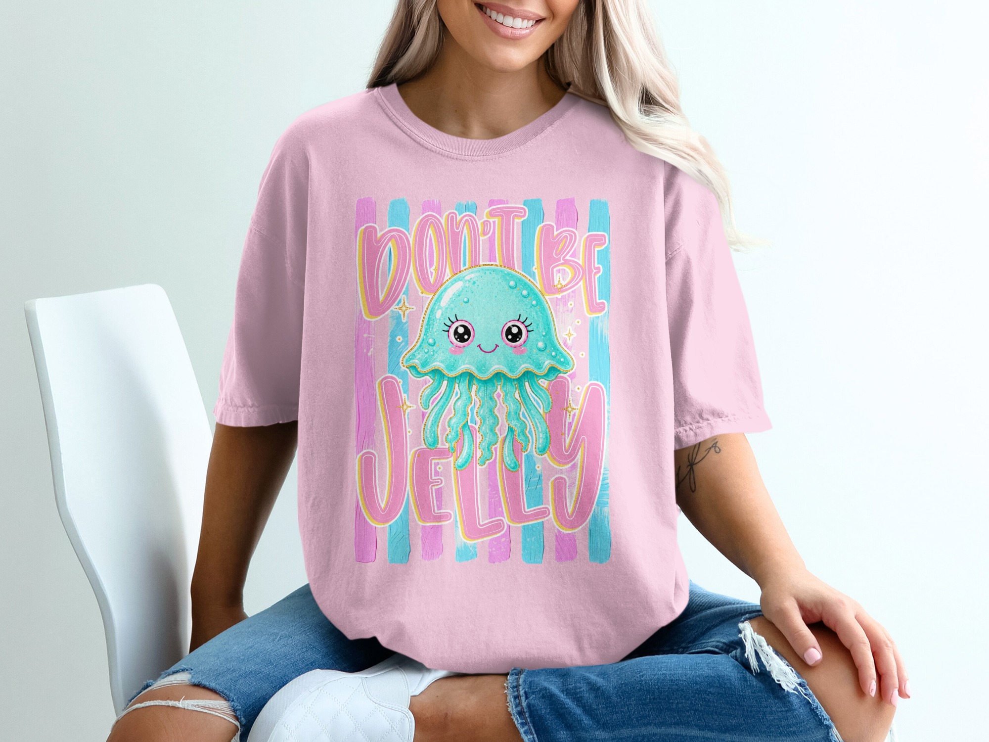 Comfort Colors ® Don't Be Jelly T-Shirt, Cute Kawaii Jellyfish Tee, Positive Vibes, Summer Ocean Lover Gift, Aesthetic Girl Shirt, Trendy - Image 17