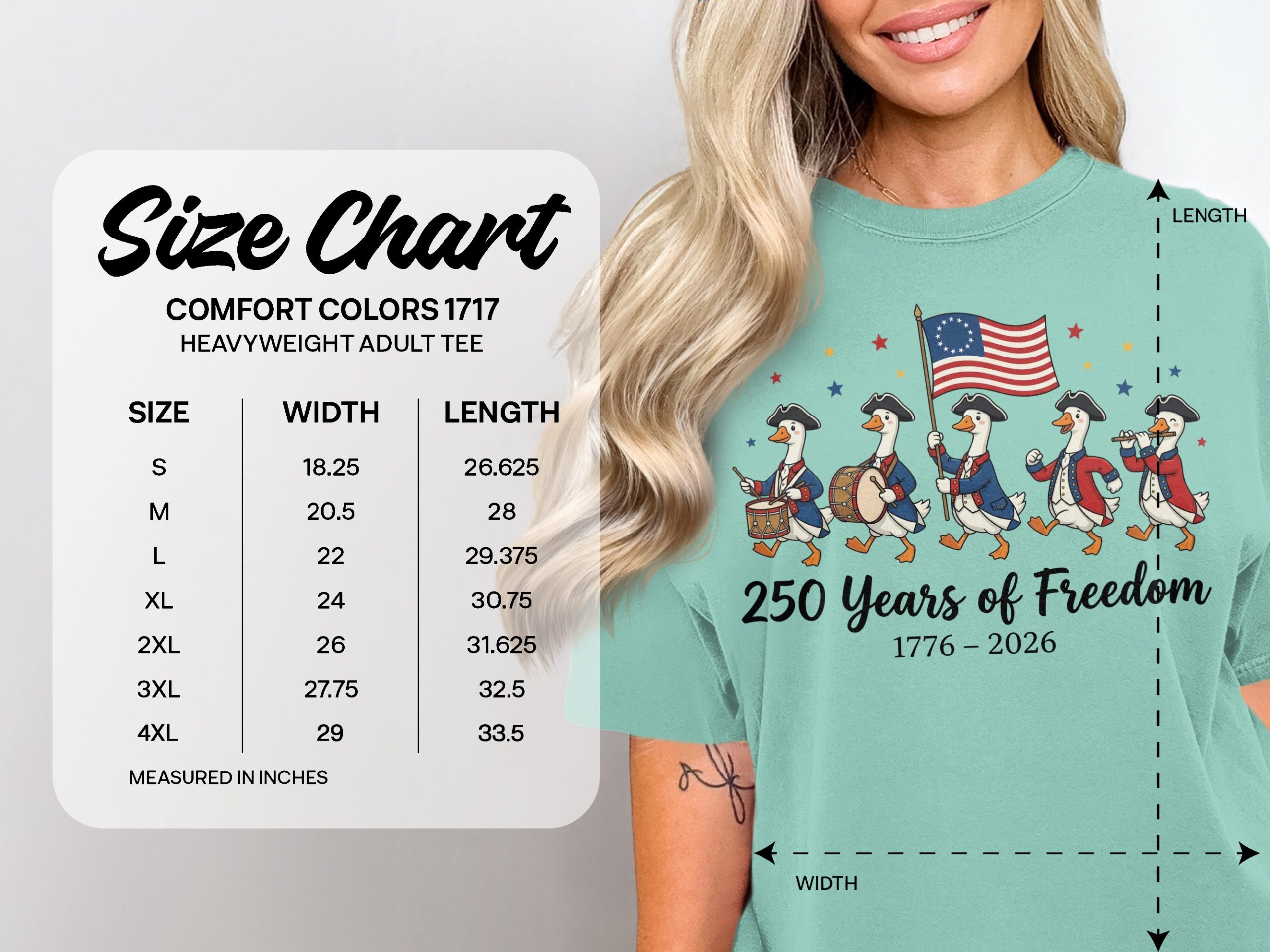 250 Years of Freedom T-Shirt, Patriotic Geese Marching Tee, American Independence Day 1776-2026 History Shirt, Betsy Ross Flag Top - Image 4