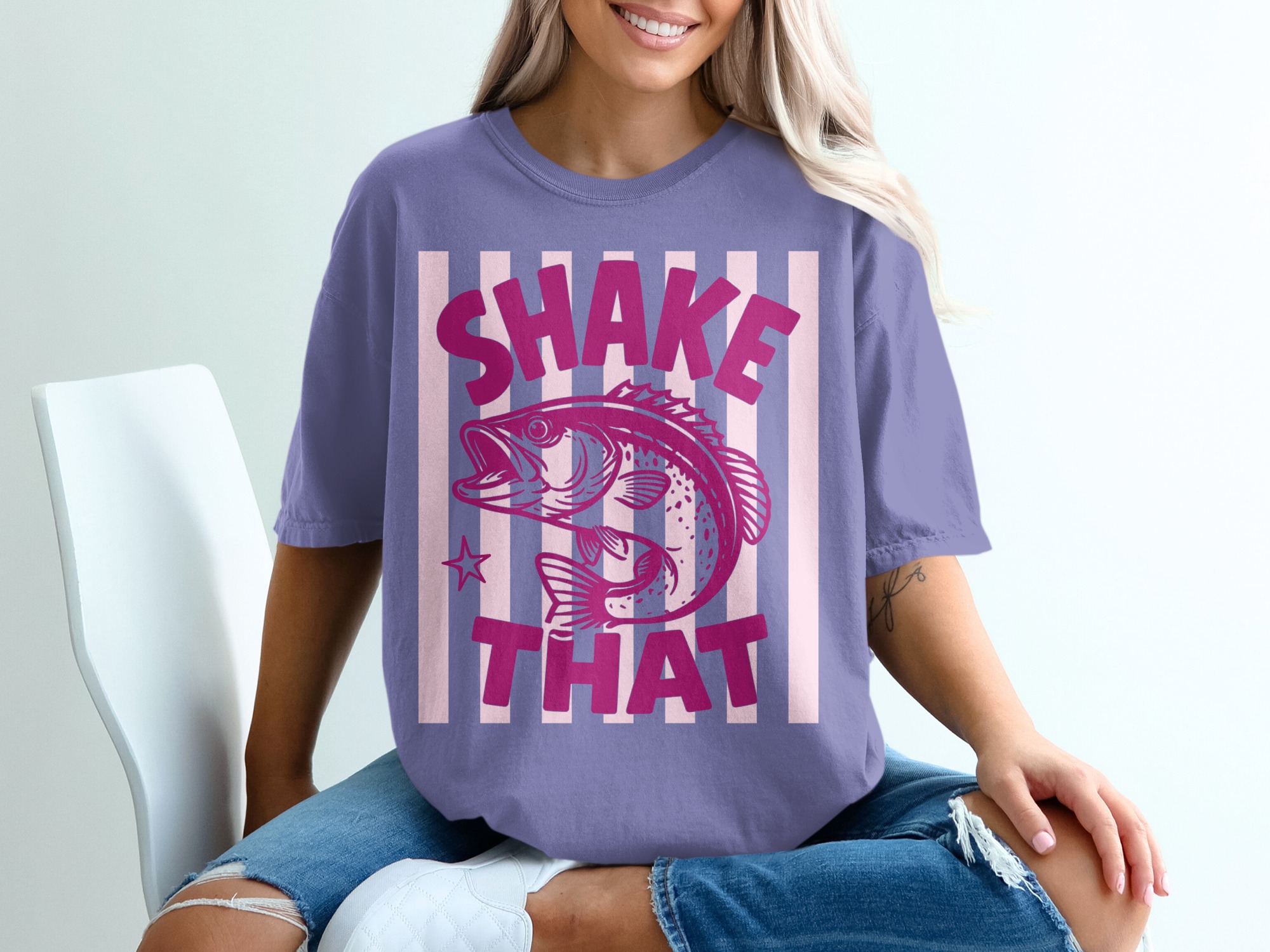 Comfort Colors® Shake That Bass Fishing T-Shirt, Funny Angler Shirt, Lake Life Tee, Boating Vacation Outfit, Outdoors Gift - Image 13
