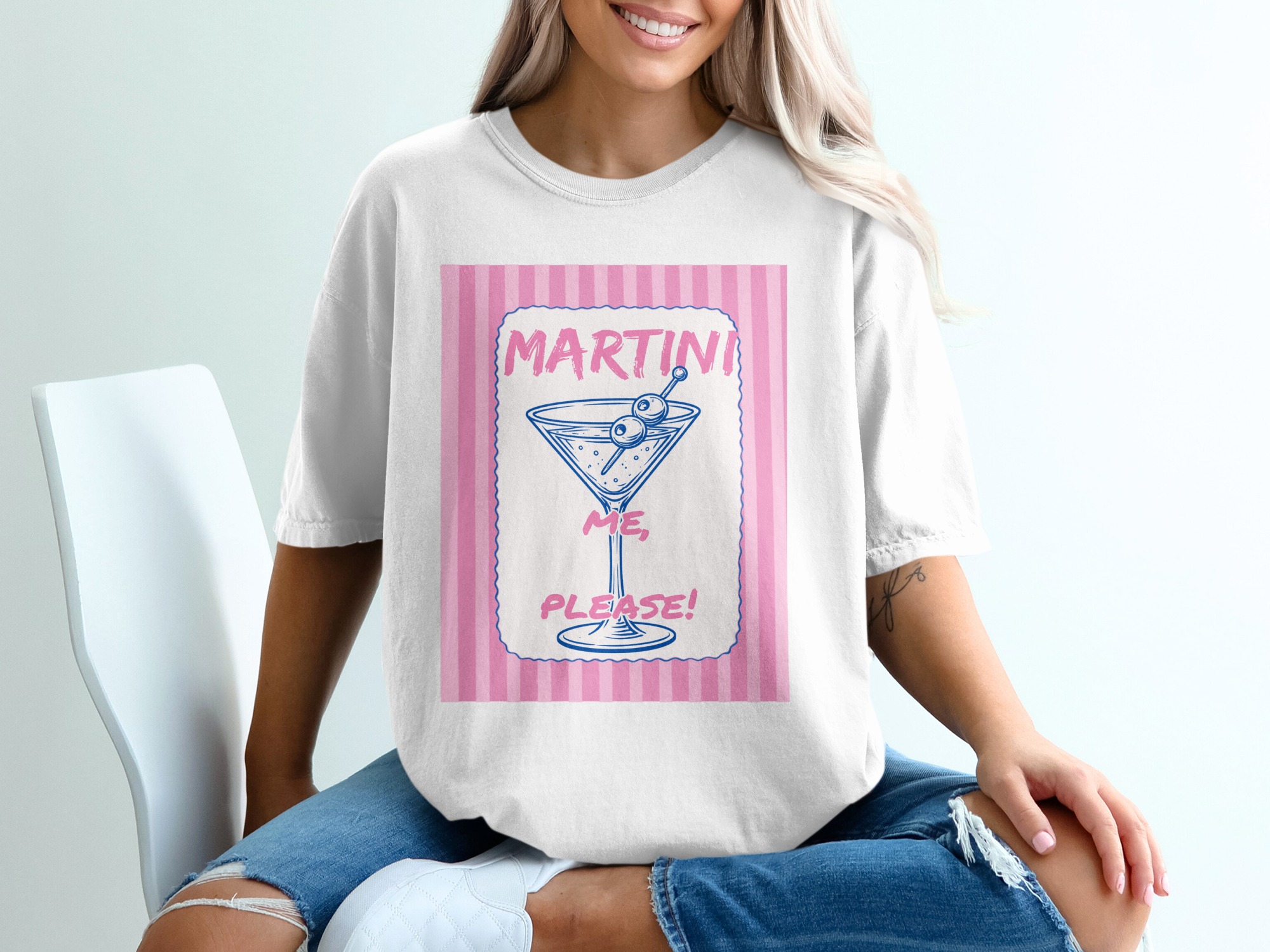Martini Me Please T-Shirt | Retro Cocktail Lover Tee | Girls Night Out Bachelorette Party Gift | Fun Happy Hour Drink Top - Image 6