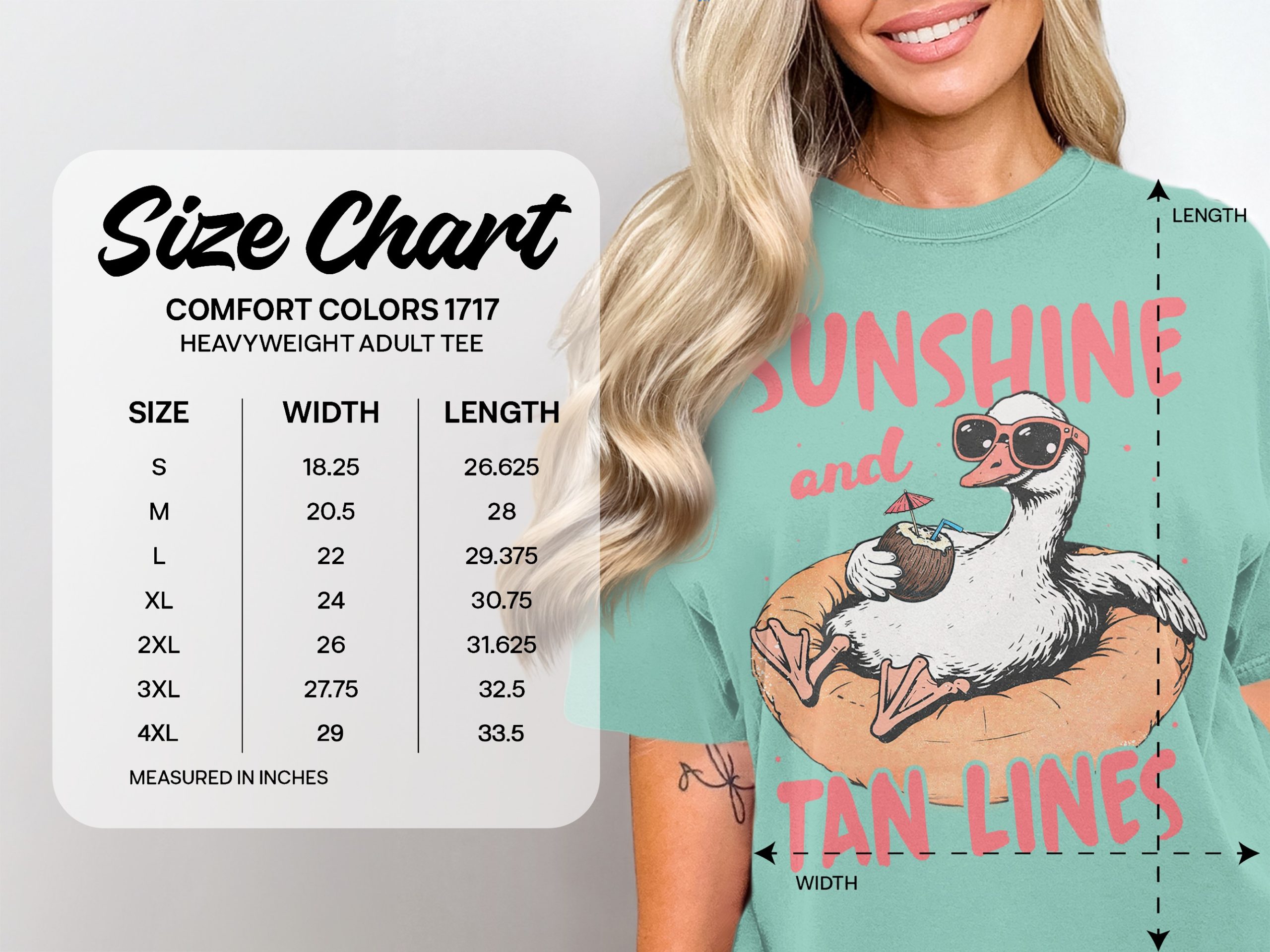 Sunshine and Tan Lines T-Shirt, Comfort Colors ® Funny Goose Beach Vacation Tee, Summer Vibes Gift - Image 4