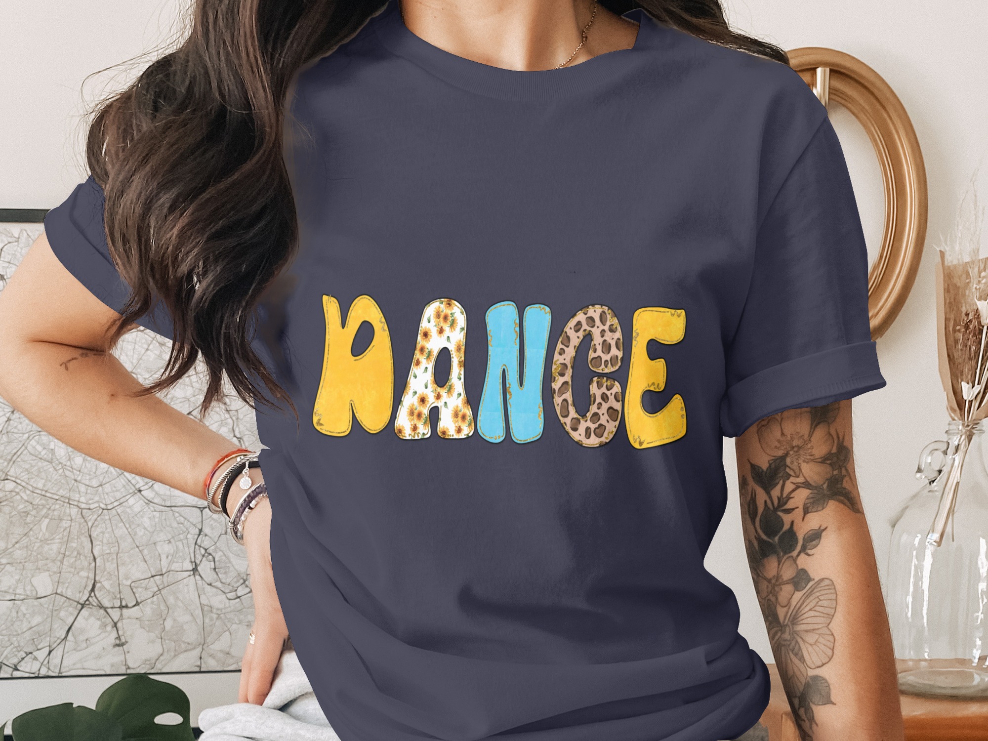 Groovy Dance Word Digital Download PNG, Sunflower Leopard Retro Letter Sublimation Design, Eclectic Faux Glitter Text File - Image 2