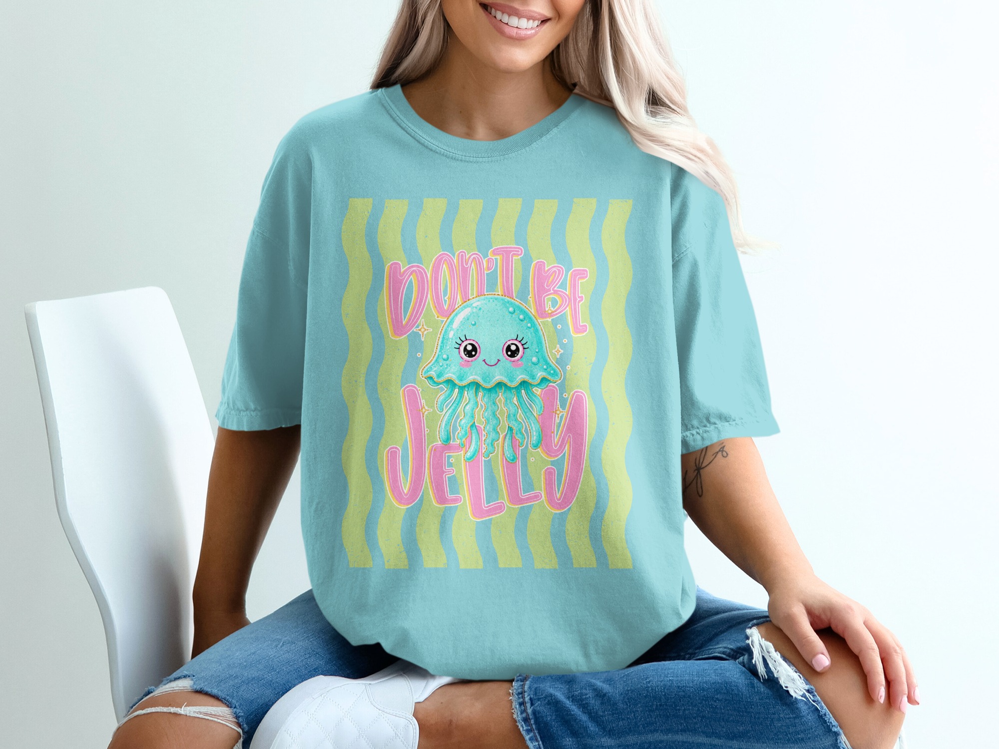 Comfort Colors® Don't Be Jelly T-Shirt, Cute Jellyfish Tee, Funny Ocean Pun Shirt, Summer Vacation Aesthetic, Kawaii Sea Creature Gift - Image 19