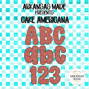 Cake Americana Alpha PNGs, Sprinkled Red Alphabet Letters & Numbers, Rustic Font Clipart for Sublimation, Patriotic Crafts, Digital Download