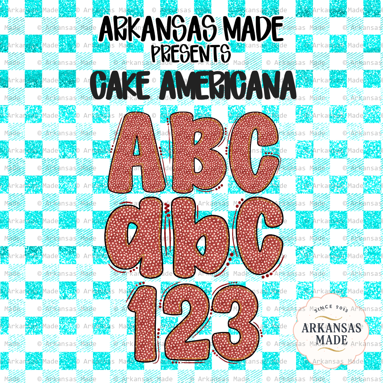 Cake Americana Alpha PNGs, Sprinkled Red Alphabet Letters & Numbers, Rustic Font Clipart for Sublimation, Patriotic Crafts, Digital Download