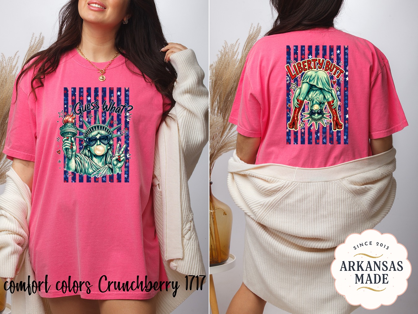 Sassy Statue of Liberty T-Shirt, Comfort Colors ® American Pop Art Bubble Gum Peace Sign Tee, Trendy Patriotic 4th of July Graphic Shirt - Image 4