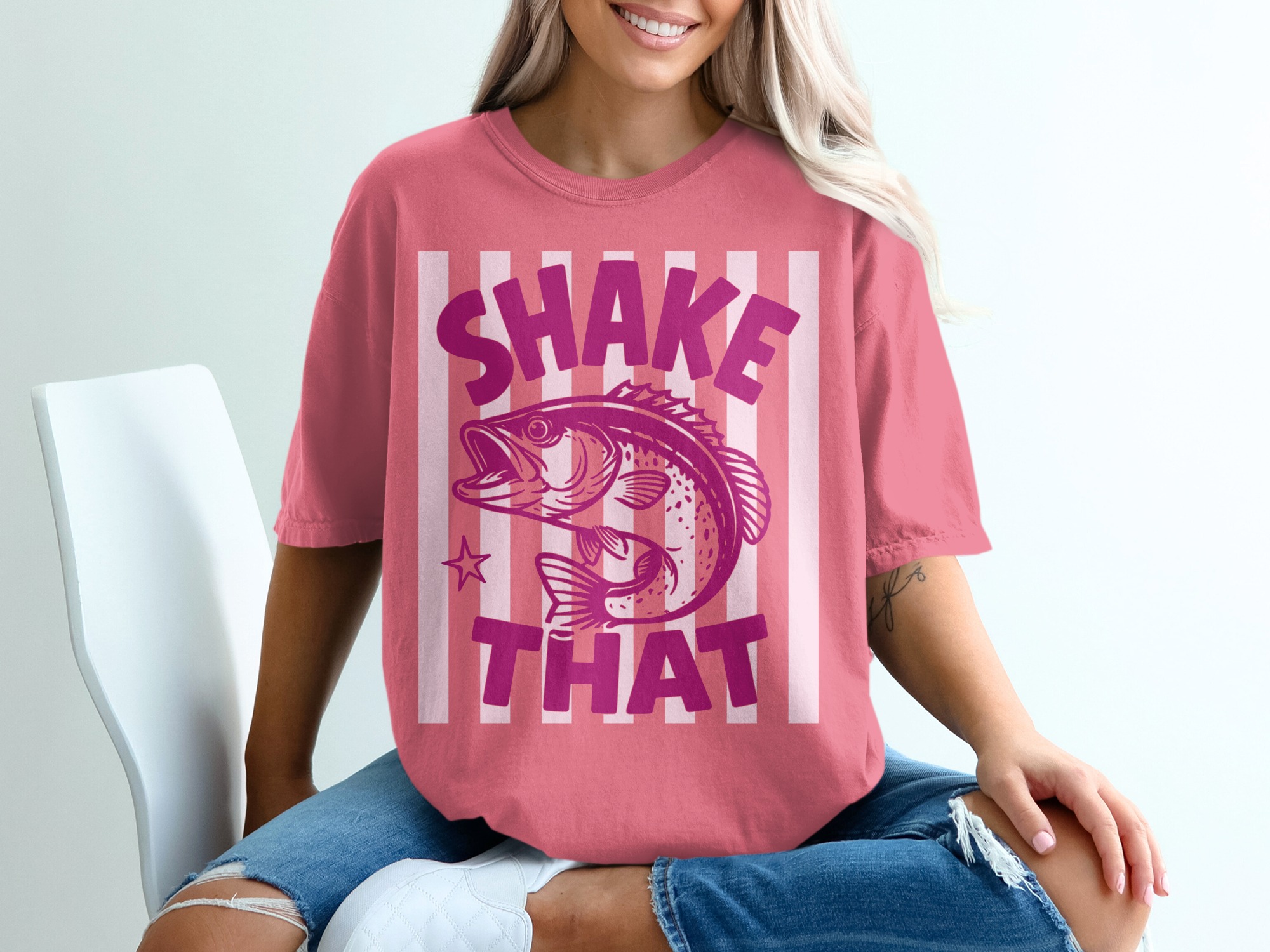 Comfort Colors® Shake That Bass Fishing T-Shirt, Funny Angler Shirt, Lake Life Tee, Boating Vacation Outfit, Outdoors Gift - Image 16
