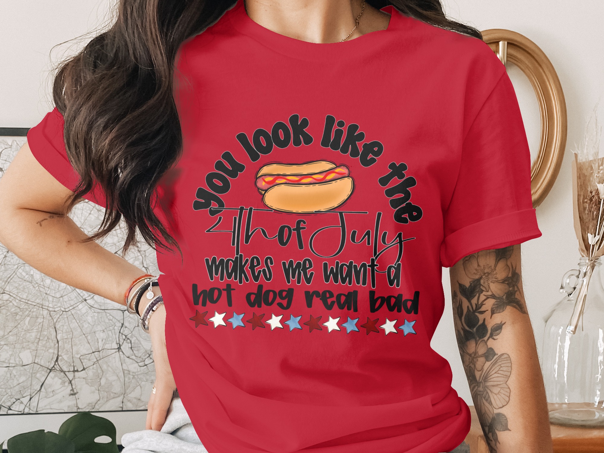 Funny 4th of July Hot Dog T-Shirt | Patriotic Summer Tee with Meme Quote | Independence Day BBQ Party Gift Shirt | Humorous Foodie Top - Image 4