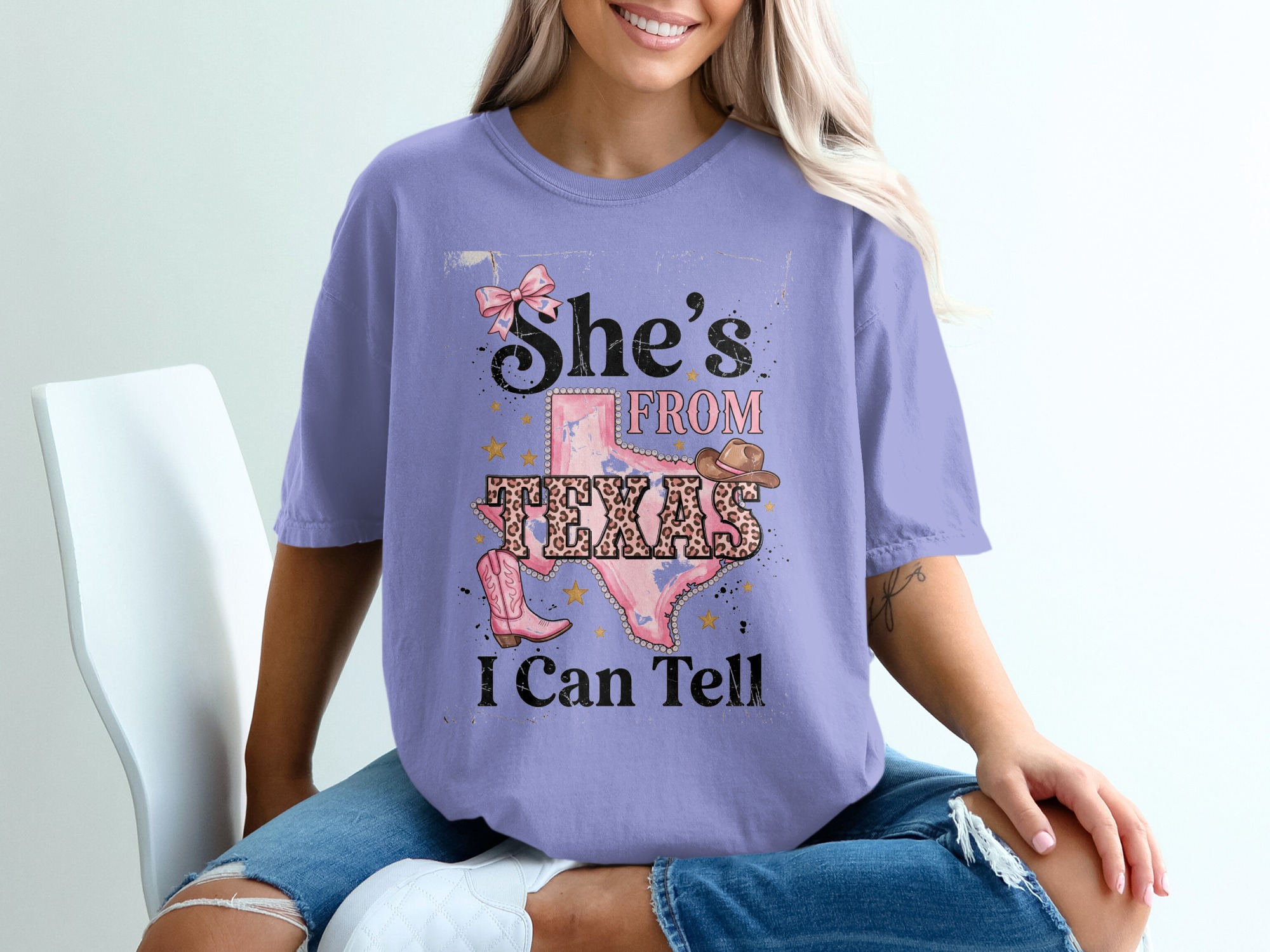 She's From Texas I Can Tell T-Shirt | Pink Leopard Print Texas Tee | Southern Cowgirl Shirt | Texas Pride Gift for Her | Western Style Texas - Image 18