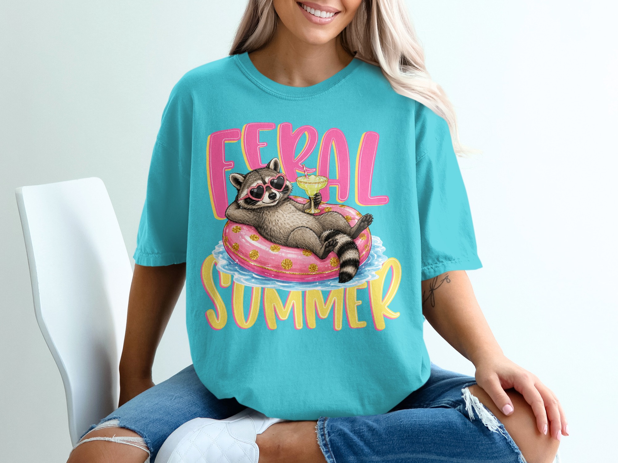 Feral Summer Raccoon T-Shirt, Funny Animal Lover Tee, Vacation Mode Shirt, Unbothered Raccoon Gift for Her, Cute Graphic Top - Image 9
