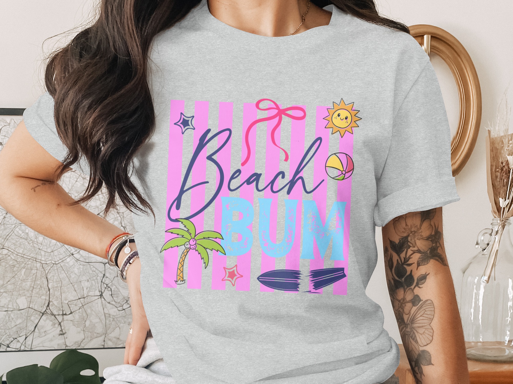 Beach Bum T-Shirt | Retro Summer Vacation Shirt for Women | Cute Beach Lover Tee | Girls Trip Gift Idea | Fun Ocean Vibe Apparel - Image 2