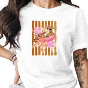 Comfort Colors® Stay Salty Babe T-Shirt, Leopard Print Summer Vacation Tee, Funny Beach Graphic Shirt, Women's Animal Print Gift