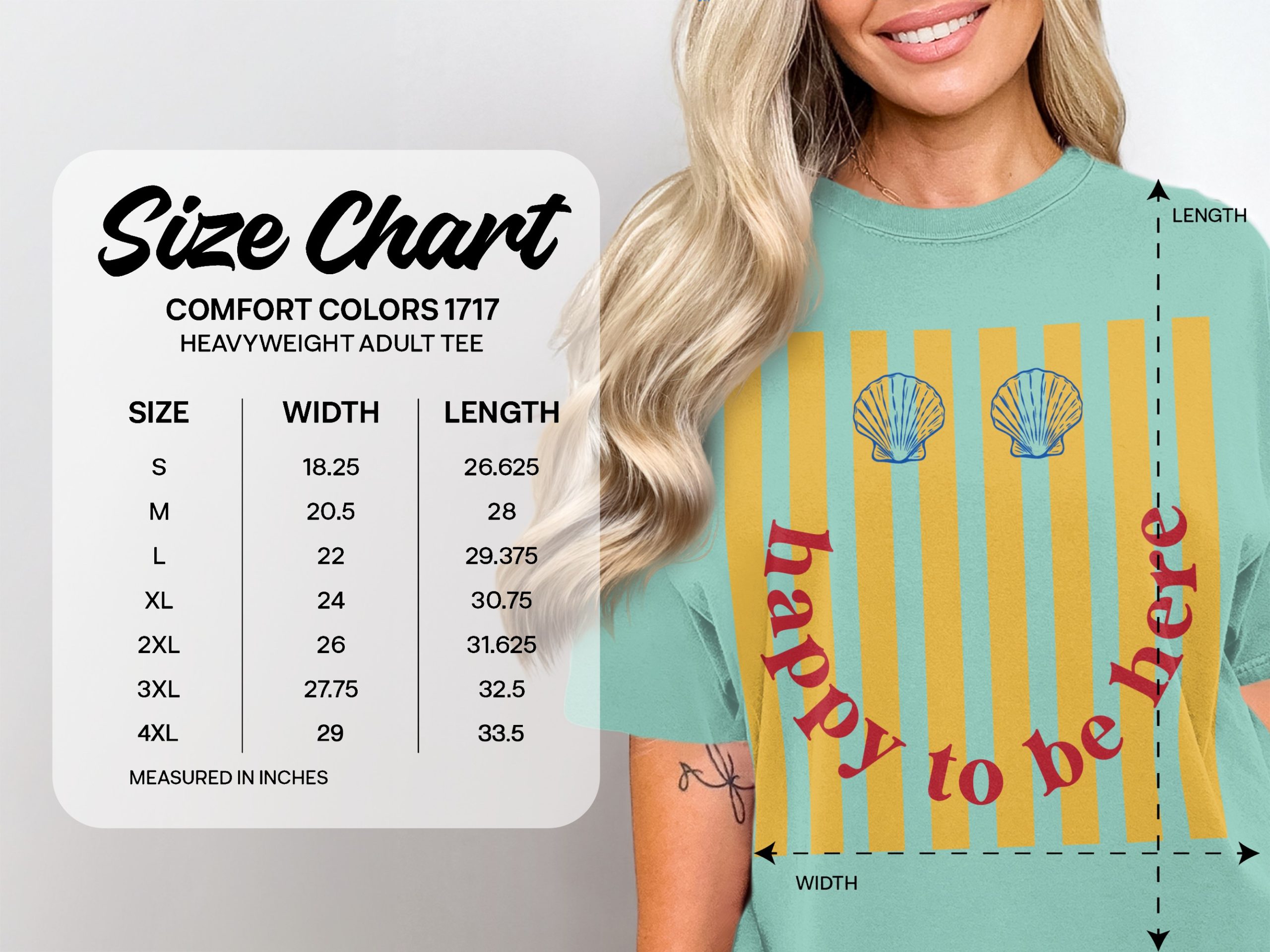 Happy To Be Here T-Shirt, Retro Smiley Face Beach Tee, Seashell Stripe Summer Vacation Shirt, Positive Vibes Graphic Top - Image 6