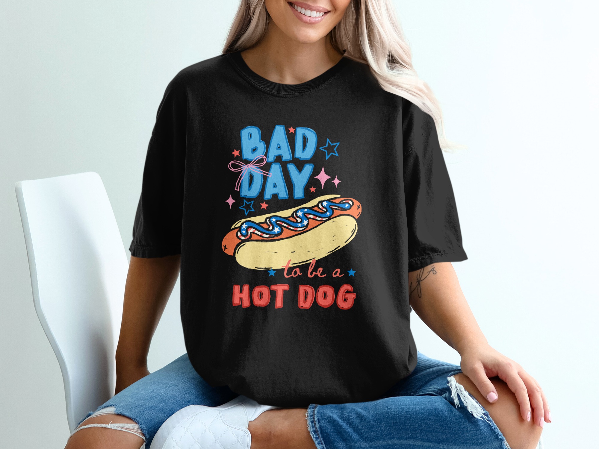 Bad Day To Be A Hot Dog Funny Patriotic T-Shirt, 4th of July Summer BBQ Tee, Humorous Foodie Pun Shirt, Grill Master Gift - Image 8