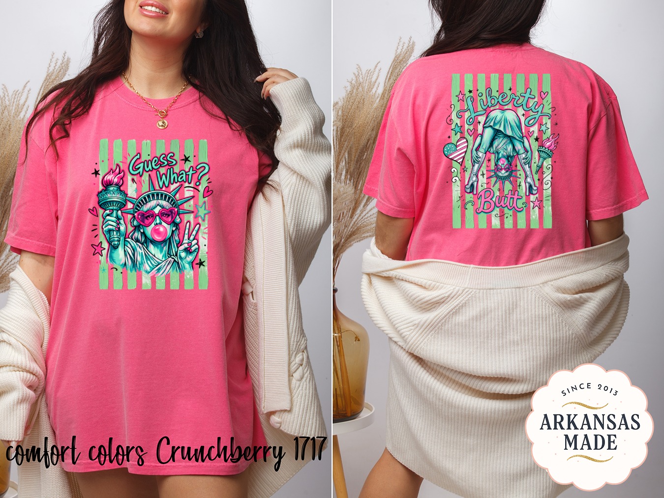 Sassy Statue of Liberty T-Shirt, Comfort Colors ® Graphic Tee, Y2K Pop Art Independence Day Shirt, Guess What Bubblegum Cool Patriotic Tee - Image 4