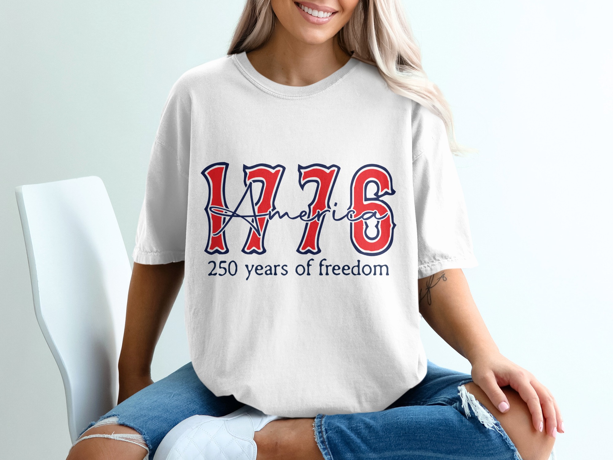 1776 America T-Shirt, 250 Years Freedom Patriotic Tee, Independence Day Gift, USA History Shirt, Fourth of July Apparel - Image 6
