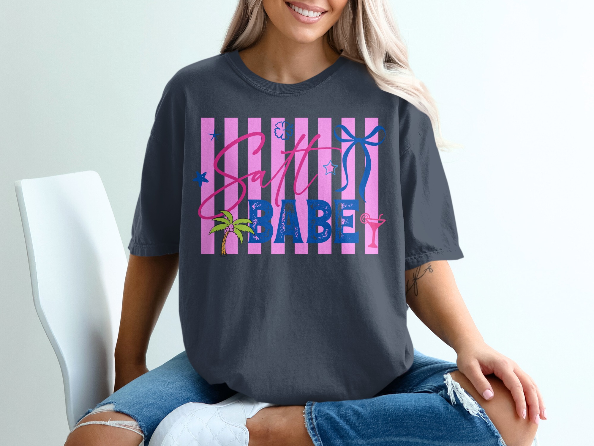 Salt Babe T-Shirt, Beach Lover Gift, Trendy Summer Vacation Tee, Coastal Cowgirl Vibe, Tropical Resort Wear Shirt for Her - Image 12