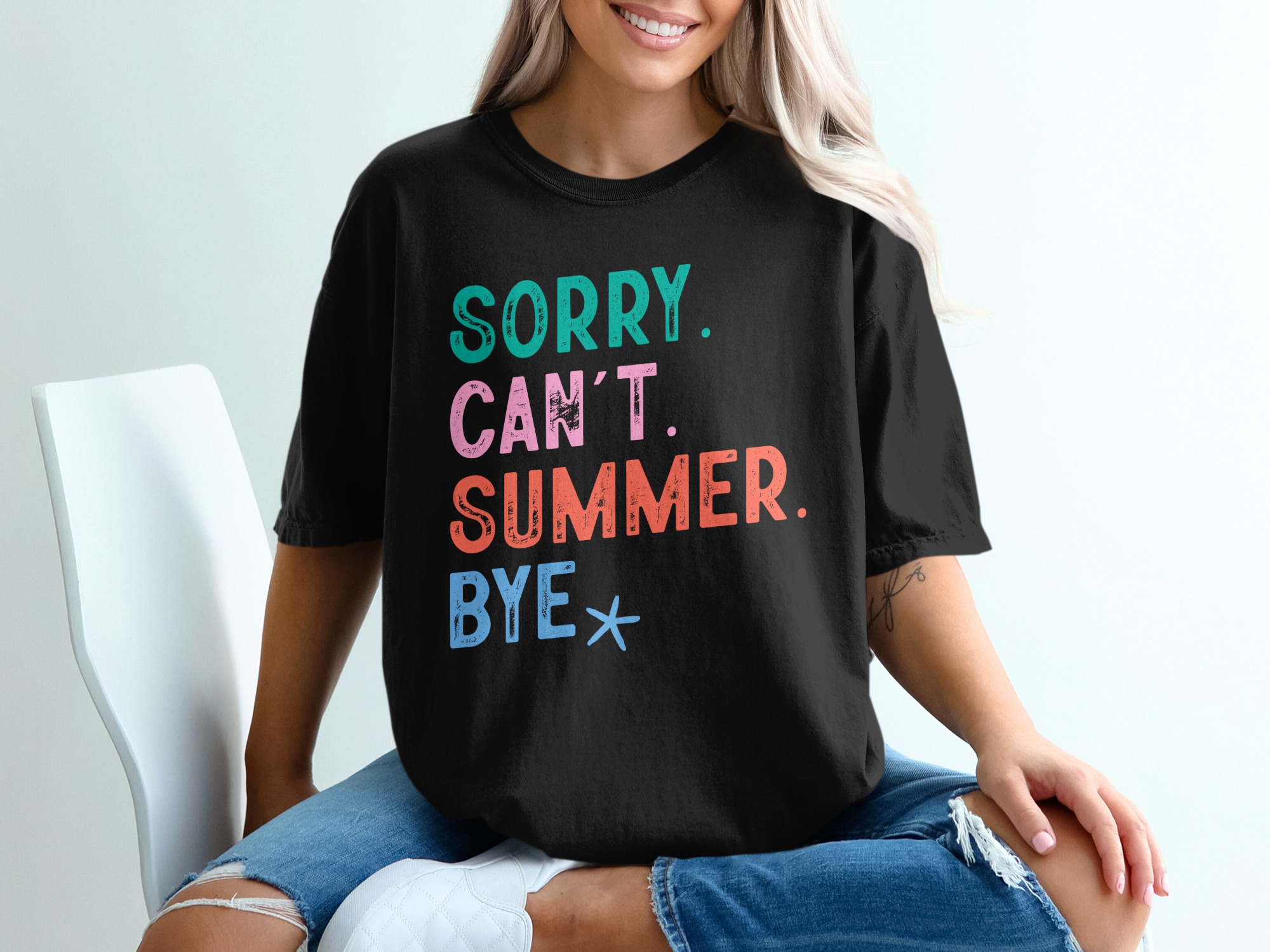 Sorry Can't Summer Bye T-Shirt, Comfort Colors ® Anti Summer Tee, Funny End of Summer Shirt, Sarcastic Quote Graphic Tee, Gift - Image 2