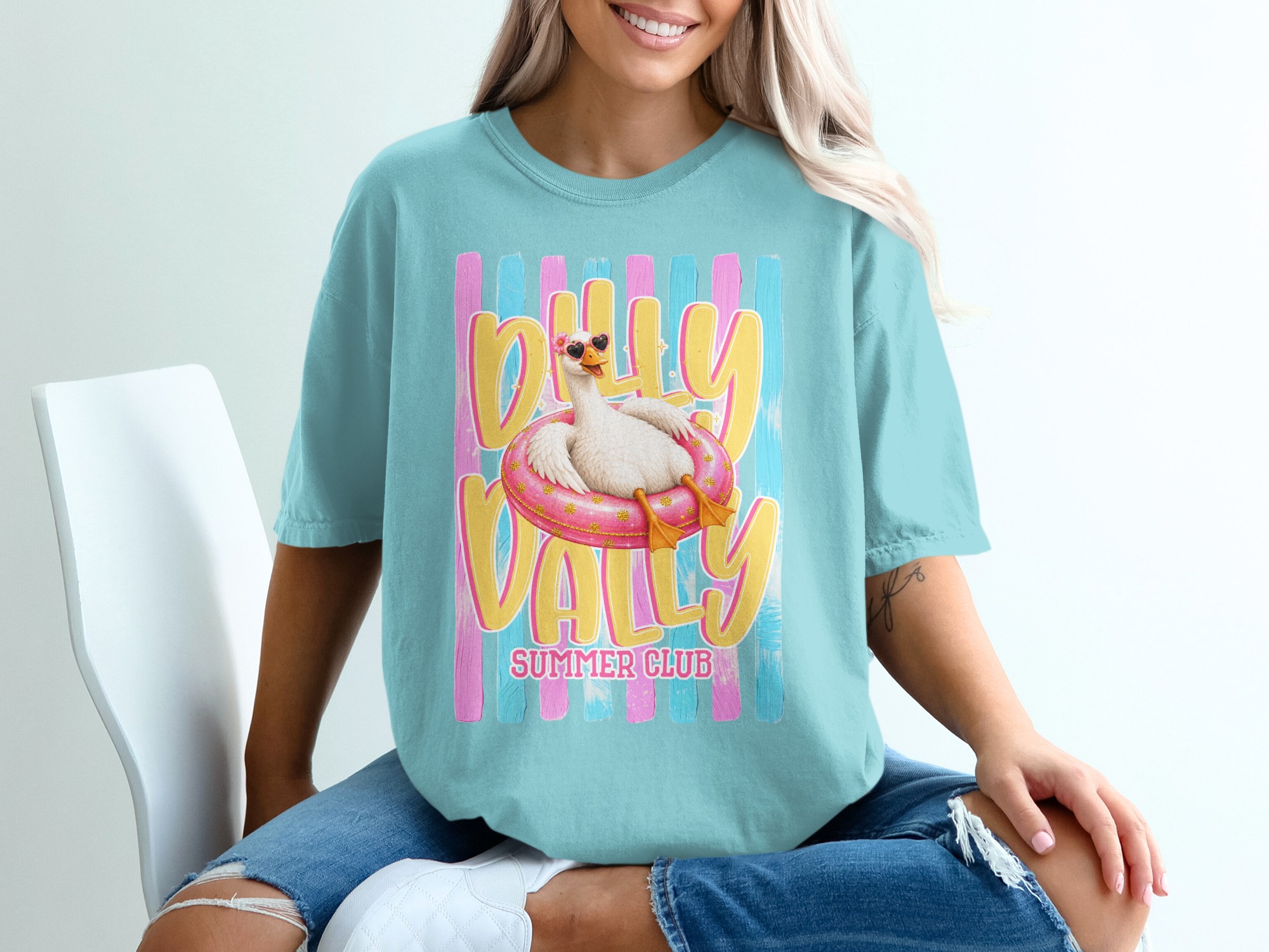 Comfort Colors ® Silly Sally Summer Club T-Shirt, Funny Goose Tee, Cute Heart Sunglasses Graphic, Retro Summer Vibe Shirt, Vacation Lake - Image 19