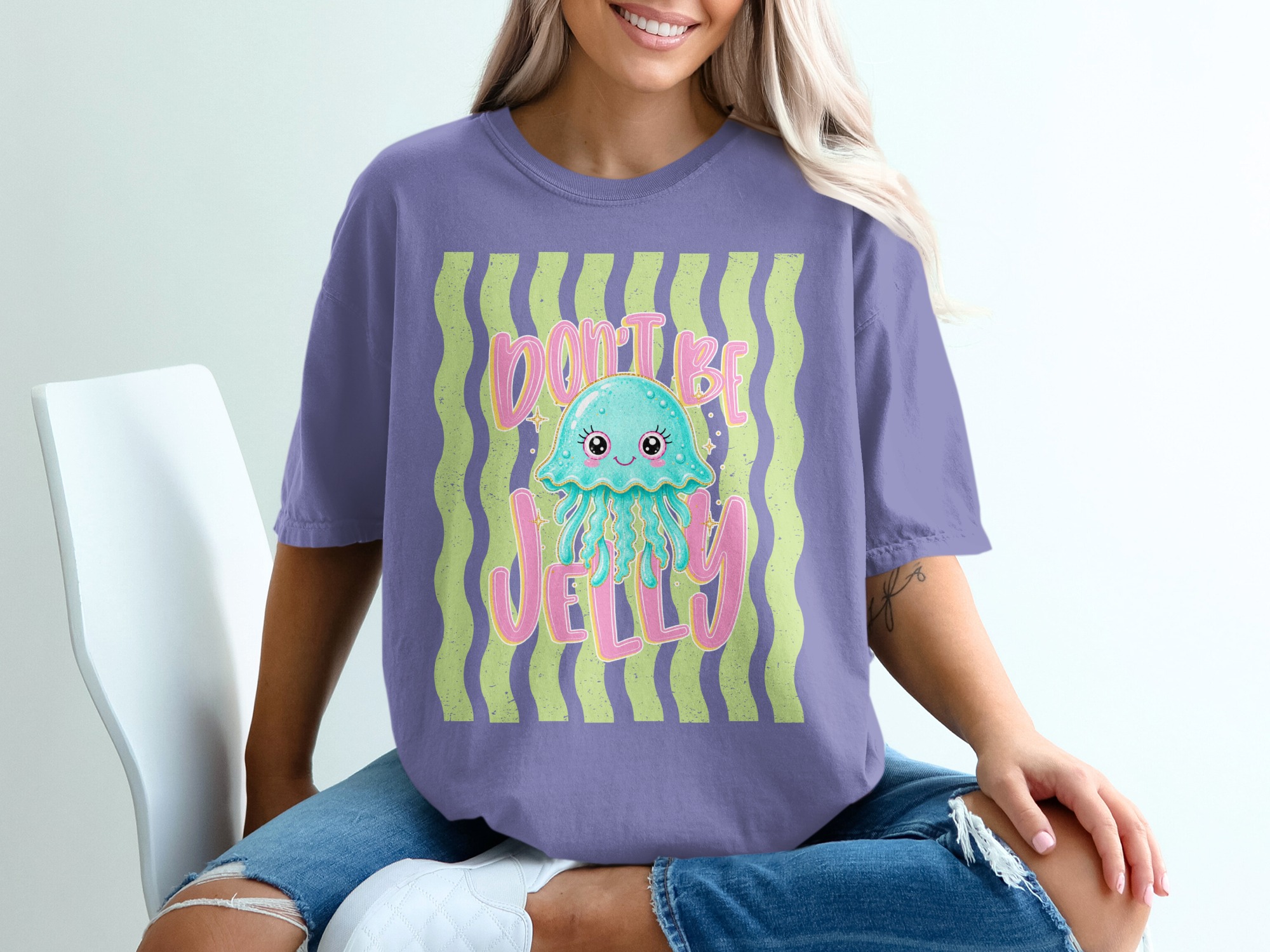 Comfort Colors® Don't Be Jelly T-Shirt, Cute Jellyfish Tee, Funny Ocean Pun Shirt, Summer Vacation Aesthetic, Kawaii Sea Creature Gift - Image 13