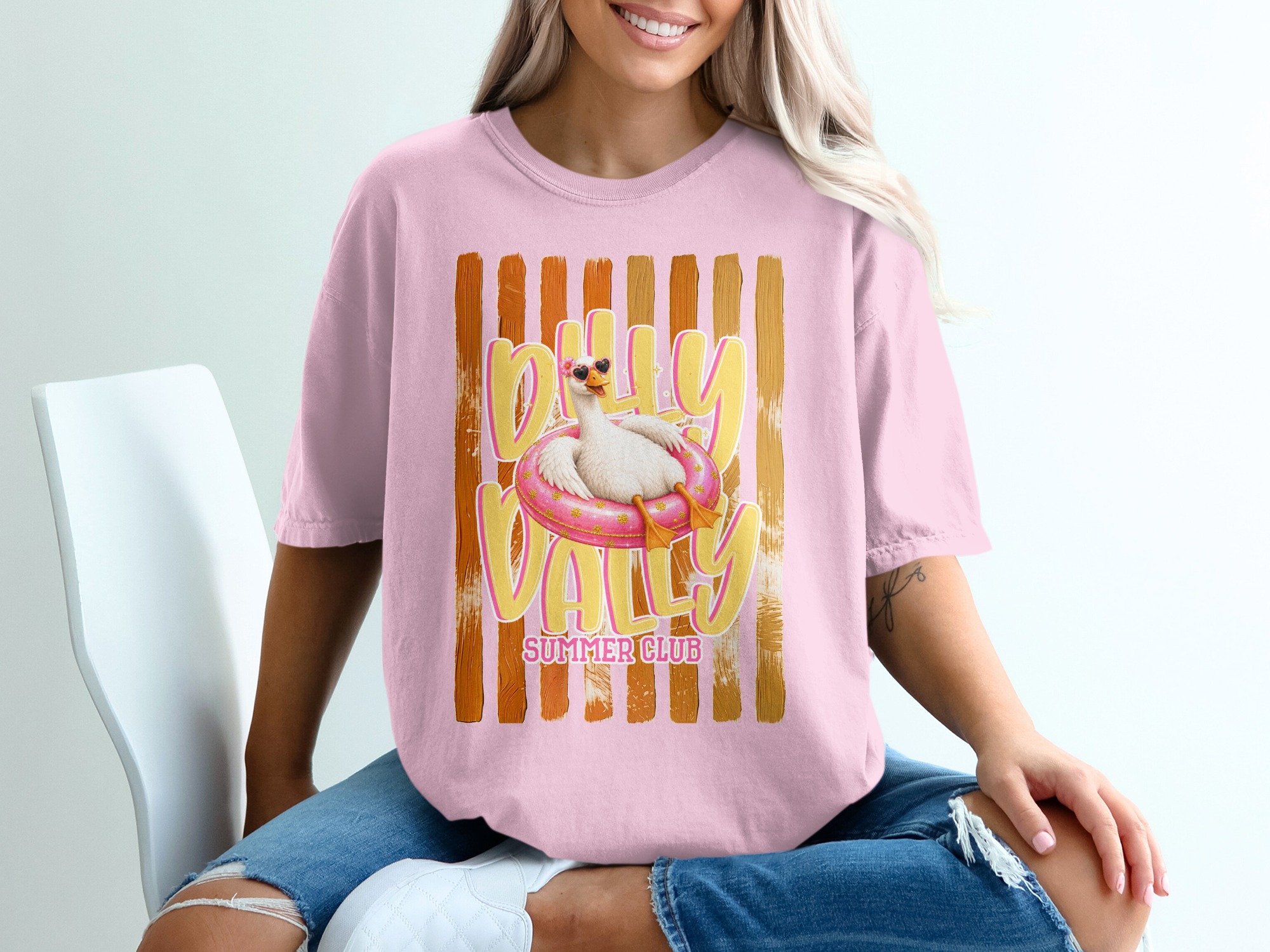 Comfort Colors® Dilly Dally Summer Club T-Shirt, Funny Duck Float Tee, Whimsical Summer Vacation Shirt, Relaxed Animal Lover Gift - Image 17