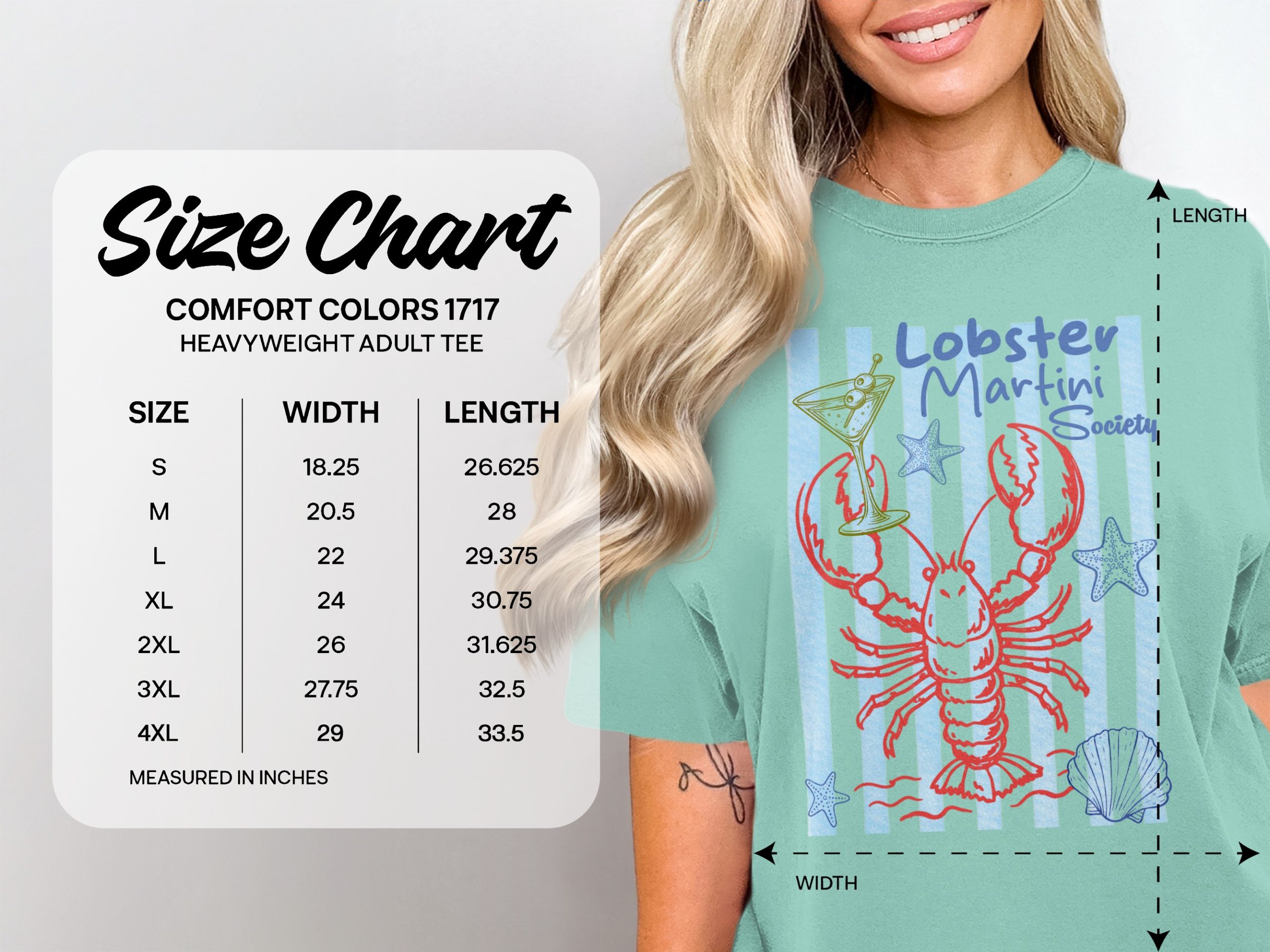 Lobster Martini Society T-Shirt, Coastal Ocean Beach Martini Lover Shirt, Preppy Nautical Summer Vacation Tee, Seafood Cocktail Party Gift - Image 4
