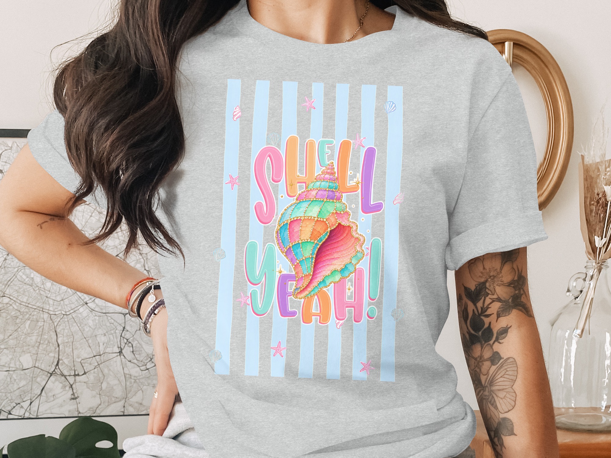 Comfort Colors® Shell Yeah T-Shirt, Vibrant Beach Lover Gift, Summer Vacation Coastal Tee, Retro Ocean Aesthetic Apparel for Her - Image 2