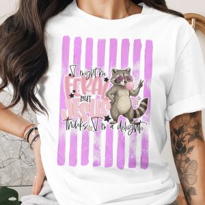 Comfort Colors® Feral Raccoon T-Shirt, Jesus Thinks I'm a Delight, Funny Christian Faith Tee, Sassy Quirky Animal Lover Gift for Her