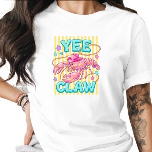 Comfort Colors® Yee Claw T-Shirt, Funny Lobster Cowgirl Tee, Coastal Cowgirl Shirt, Retro Western Graphic, Pun Lover Gift for Her