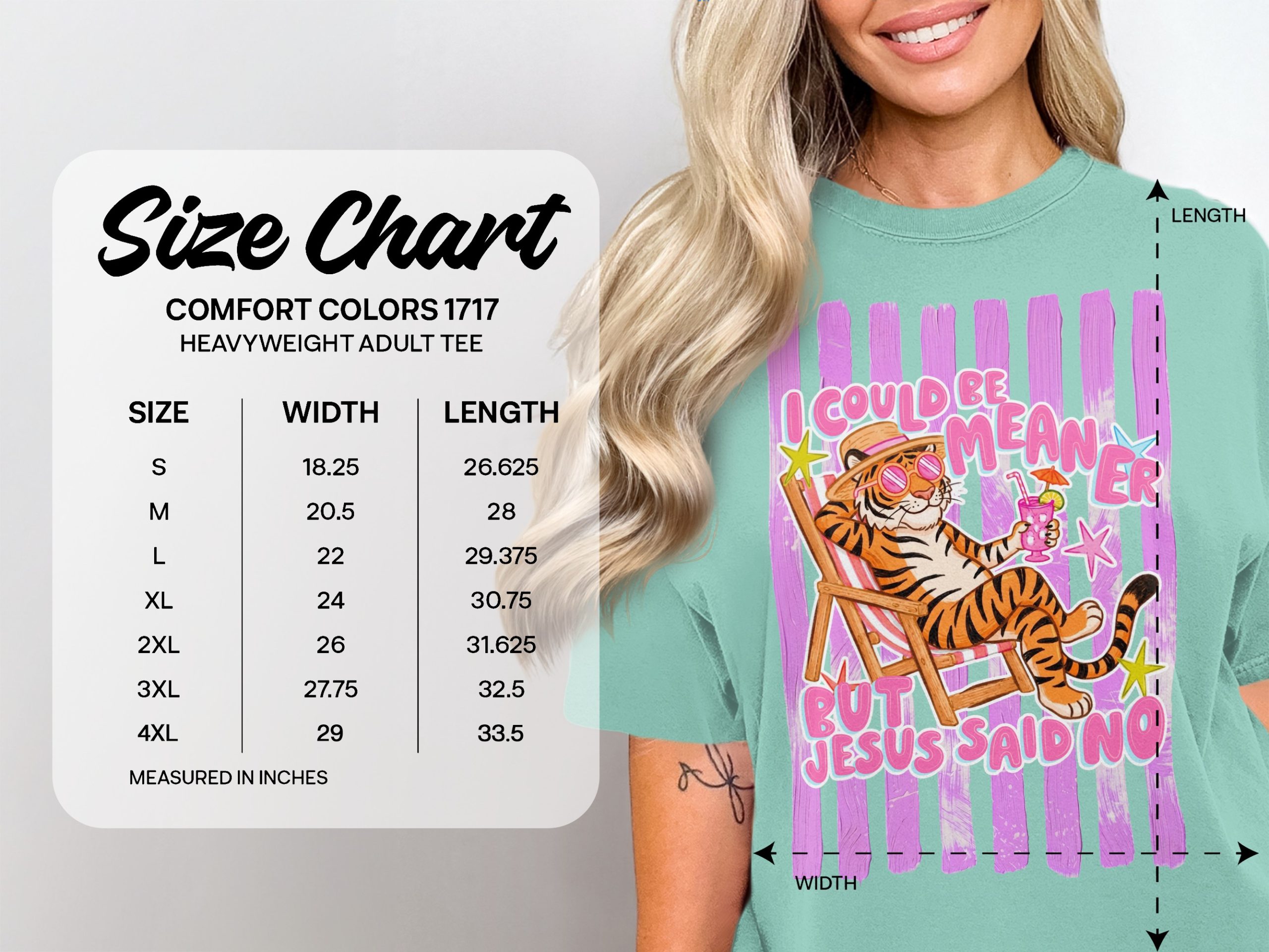 Comfort Colors® I Could Be Meaner But Jesus Said No T-Shirt, Sassy Christian Humor Tee, Funny Tiger Vacation Shirt, Cute Gift for Her, Retro - Image 5