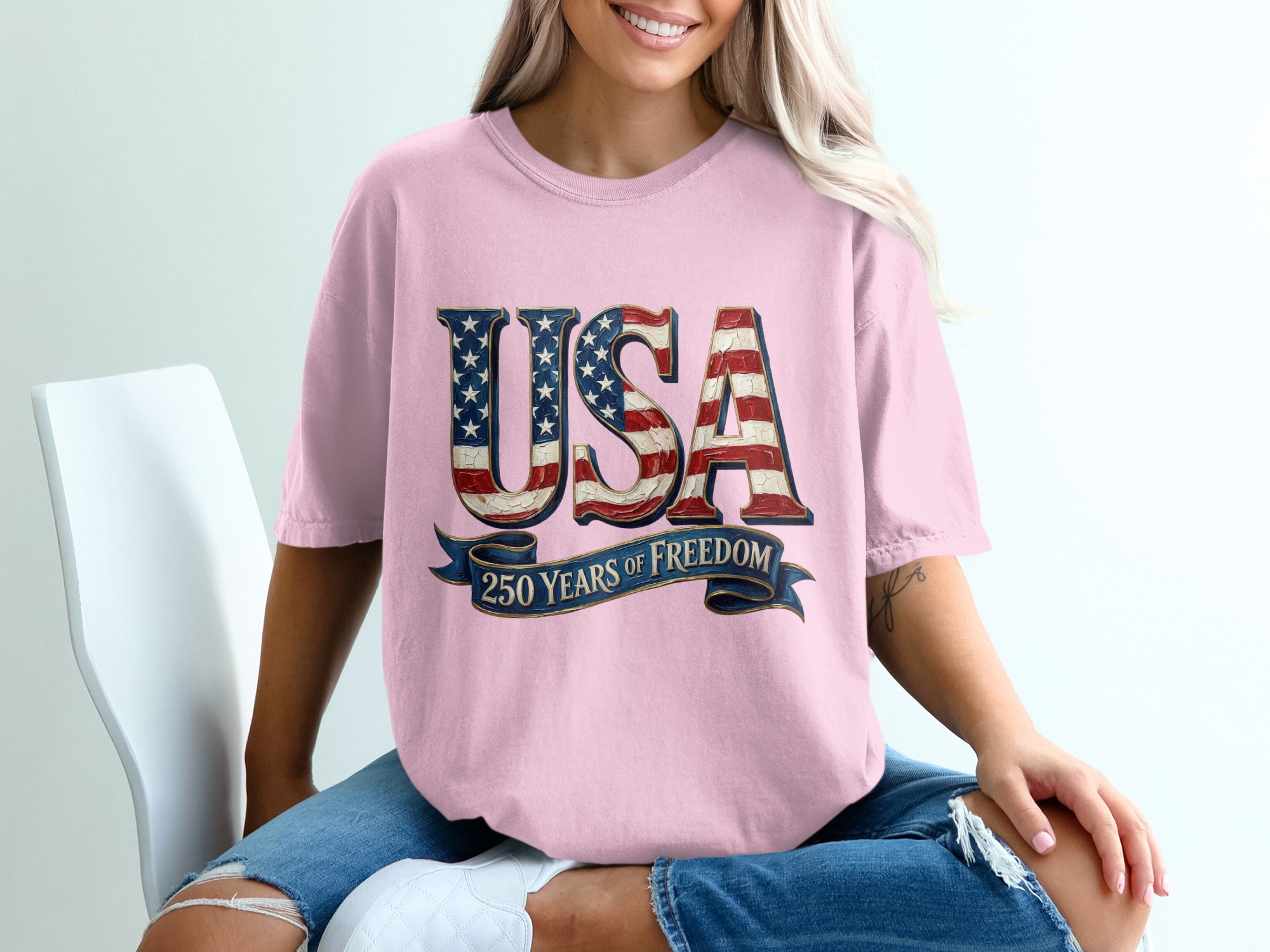 USA 250 Years of Freedom T-Shirt, Patriotic American Anniversary Tee, Vintage Flag Design, Independence Day Gift, Freedom Celebration Shirt - Image 17