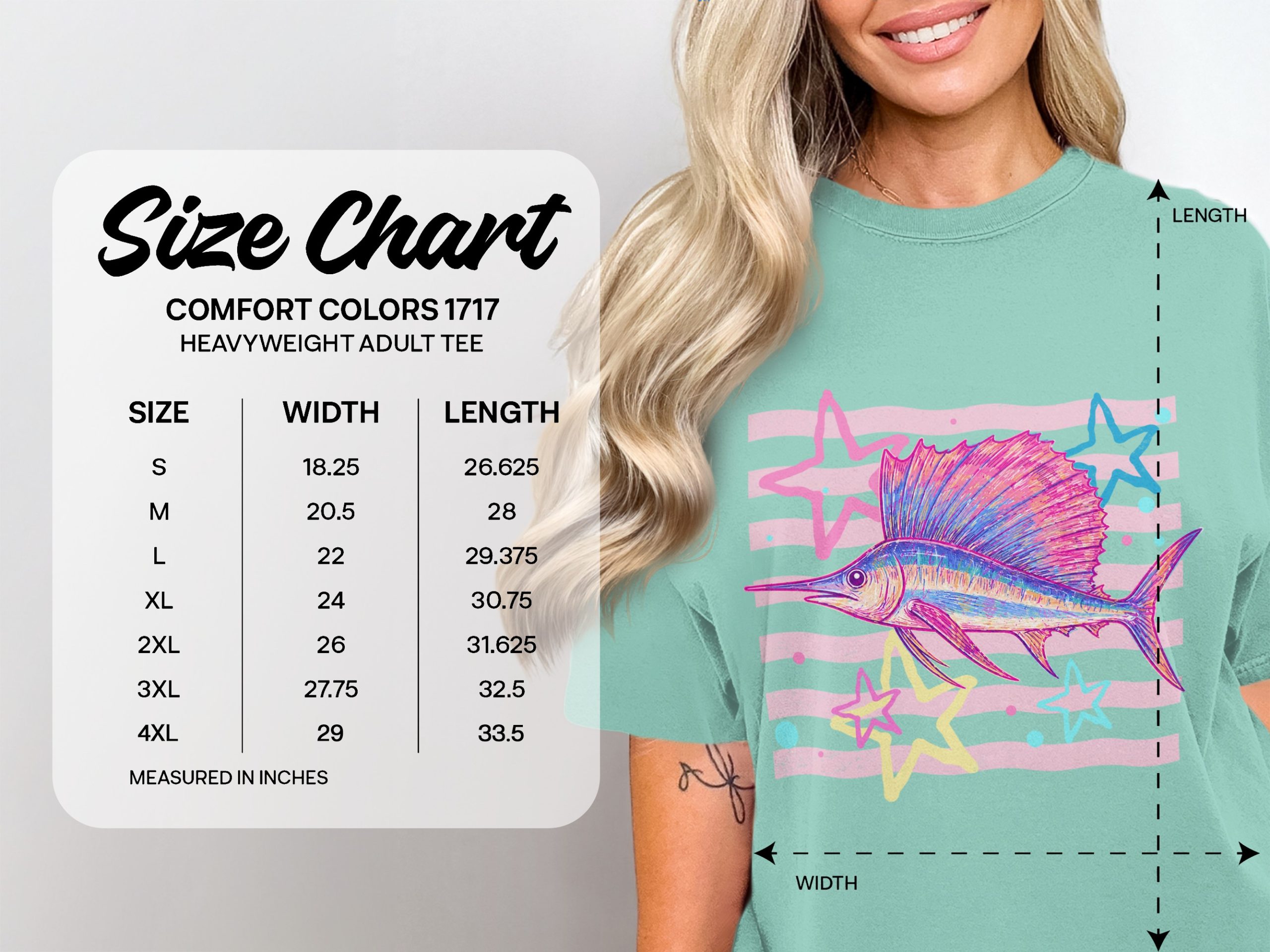 Vibrant Sailfish T-Shirt, Comfort Colors ®, Retro 80s Neon Fishing Shirt, Aesthetic Ocean Marine Life Graphic Tee, Beachy Angler Gift - Image 4