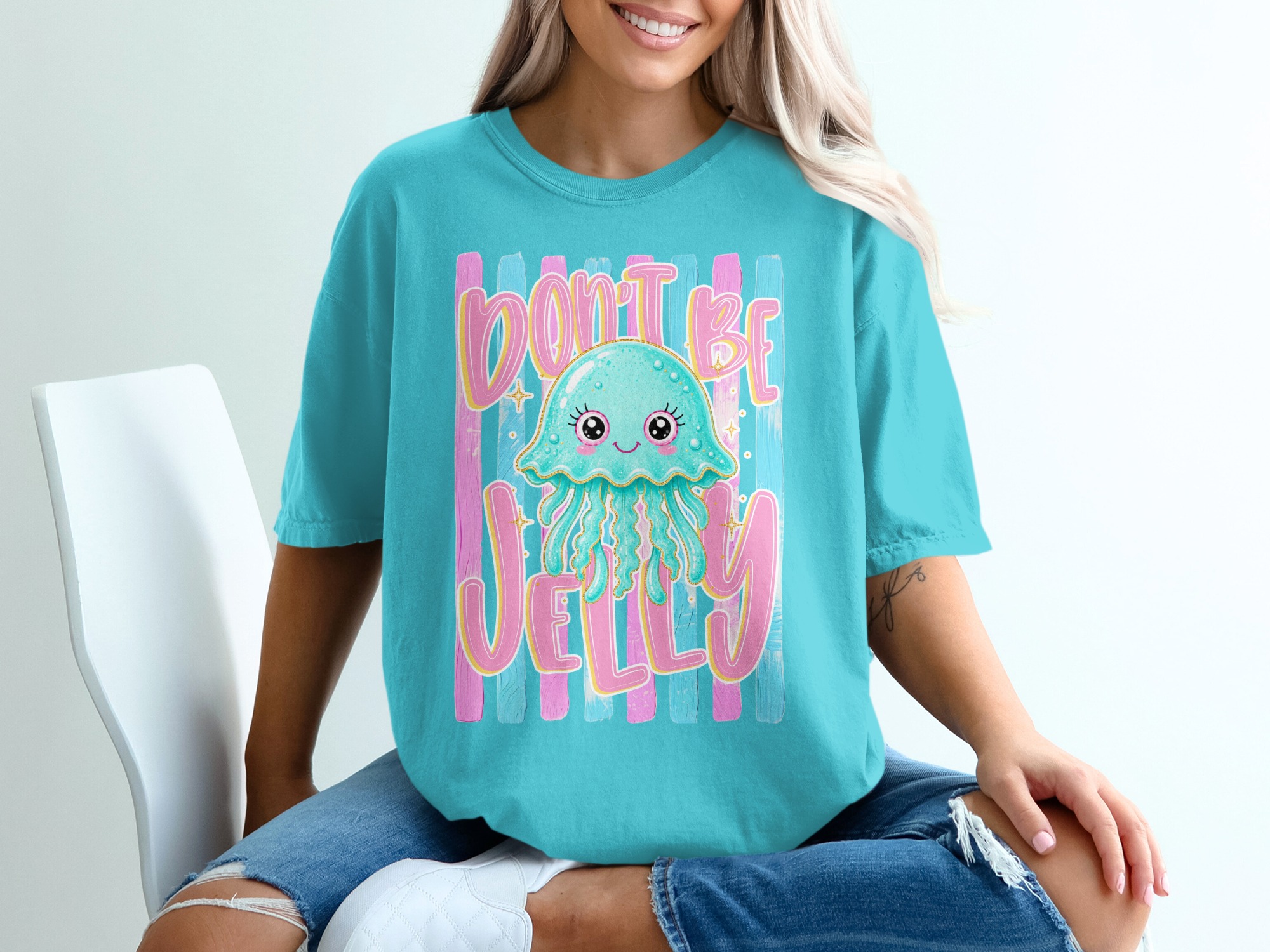 Comfort Colors ® Don't Be Jelly T-Shirt, Cute Kawaii Jellyfish Tee, Positive Vibes, Summer Ocean Lover Gift, Aesthetic Girl Shirt, Trendy - Image 9