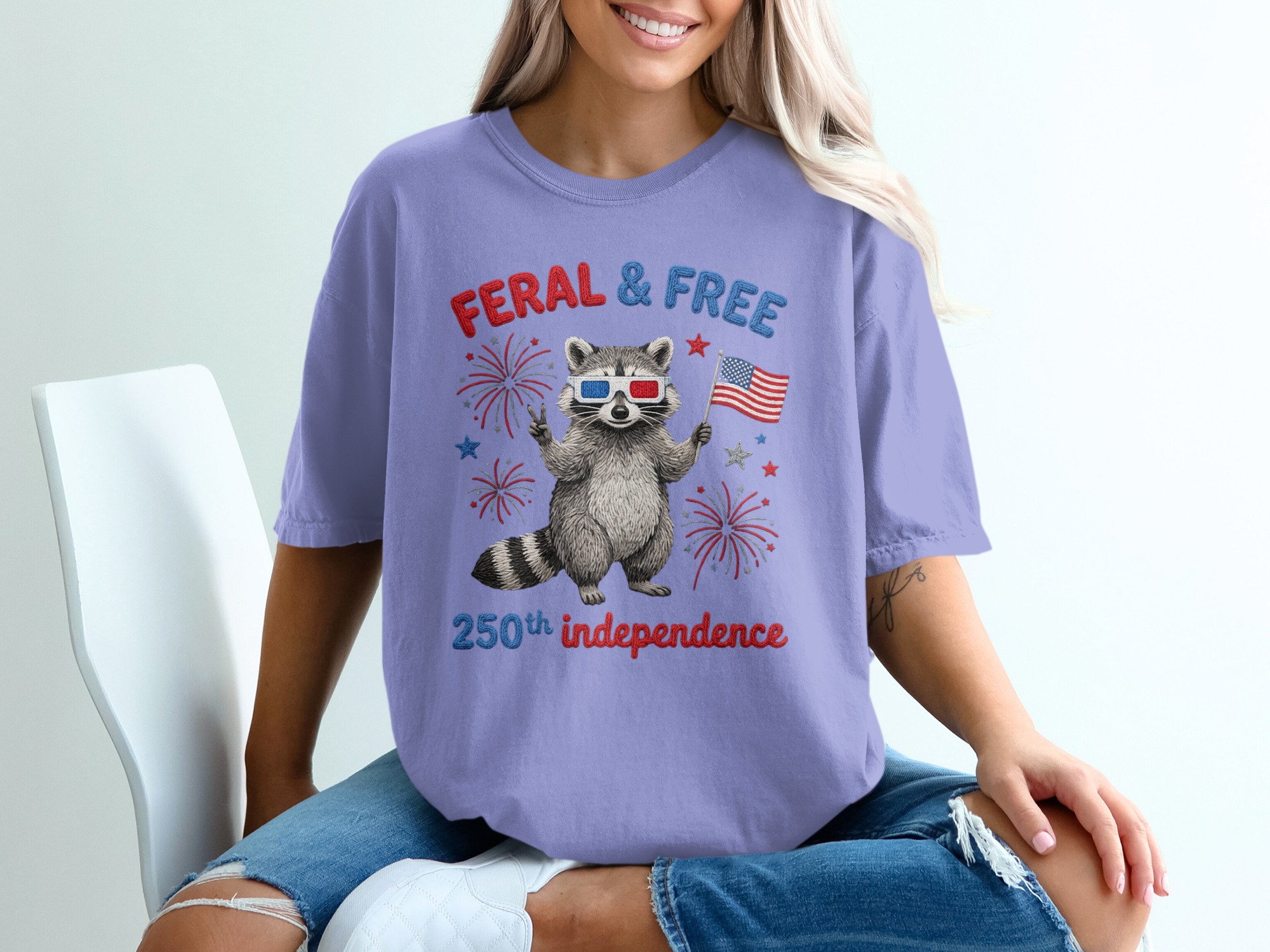 Feral and Free Raccoon T-Shirt, Funny 4th of July Tee, Patriotic Independence Day Shirt, USA Celebration Top - Image 18