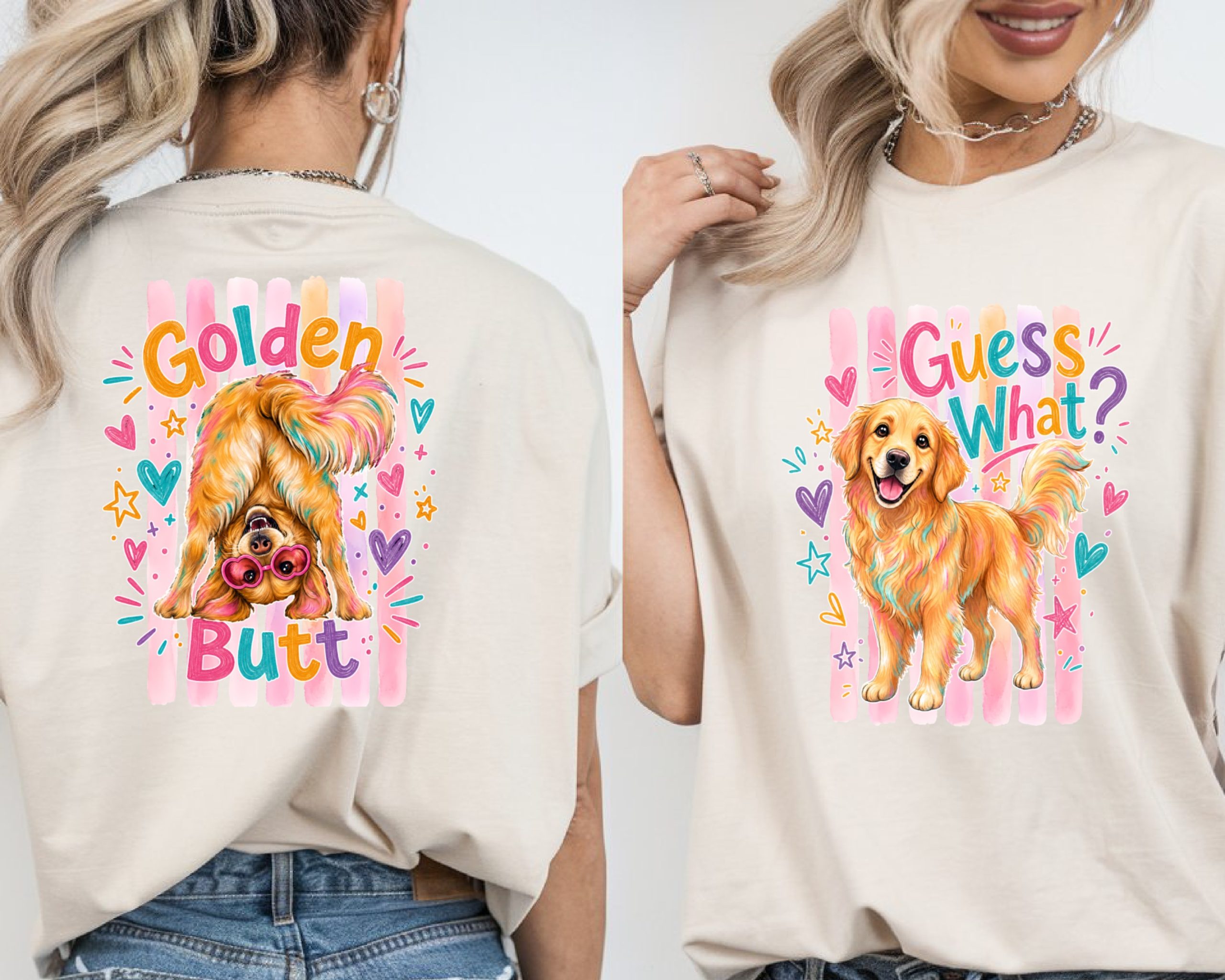 Golden Retriever T-Shirt, Comfort Colors 1717®, Front Back Dog Tee, Funny Golden Dog Lover Shirt, Guess What Golden Butt Design, Cute Dog - Image 2