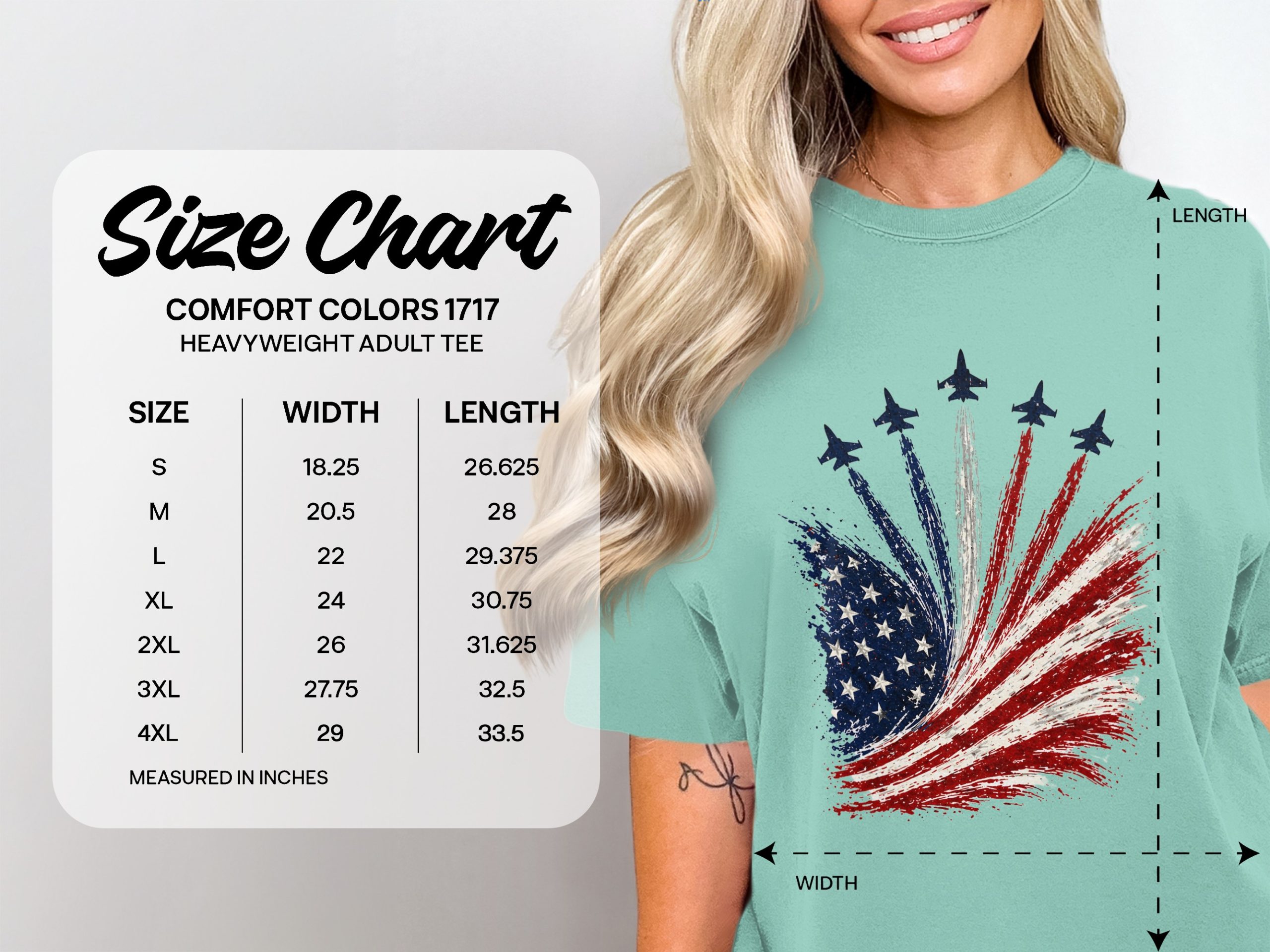 Patriotic American Flag T-Shirt, Fighter Jet Military Shirt, Comfort Colors ® USA Distressed Flag Tee, 4th of July, Veterans Day Gift - Image 4