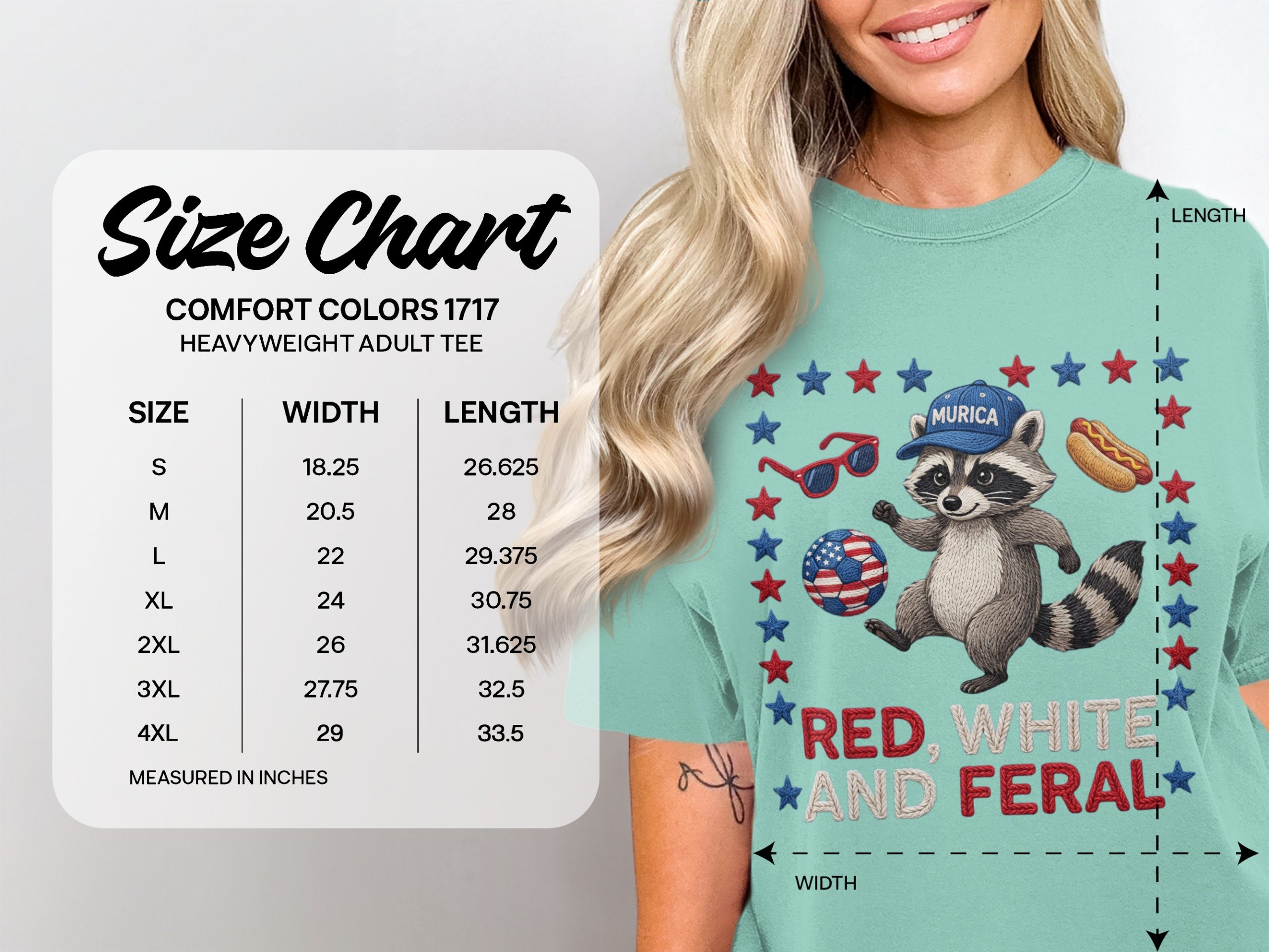 Red White and Feral Raccoon T-Shirt | Patriotic Murica Tee | Funny 4th of July Shirt | Raccoon Lover Gift | USA Holiday Outfit - Image 6
