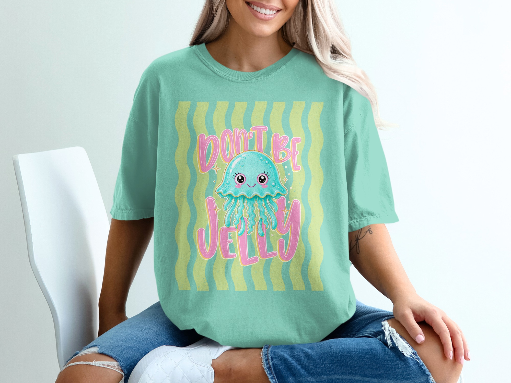 Comfort Colors® Don't Be Jelly T-Shirt, Cute Jellyfish Tee, Funny Ocean Pun Shirt, Summer Vacation Aesthetic, Kawaii Sea Creature Gift - Image 10