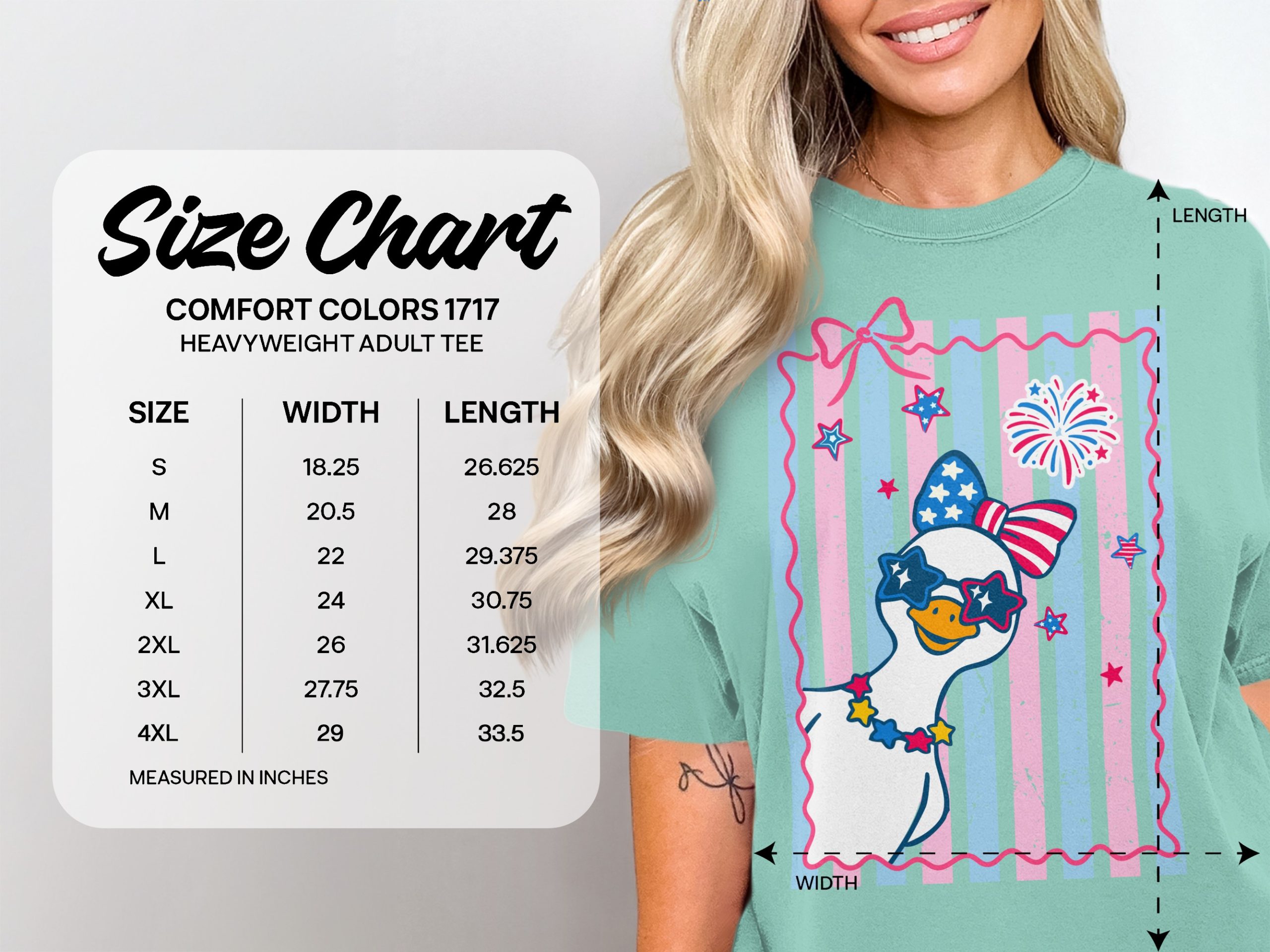 Comfort Colors® Cute Patriotic Goose T-Shirt, July 4th Duck Tee, USA Flag Sunglasses Summer Party Top, Independence Day Gift for Her - Image 6