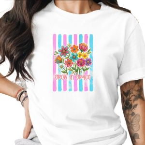 Comfort Colors ® Grow in Grace T-Shirt, Inspirational Floral Christian Tee, Boho Women's Faith Gift, Vibrant Flower Art Top